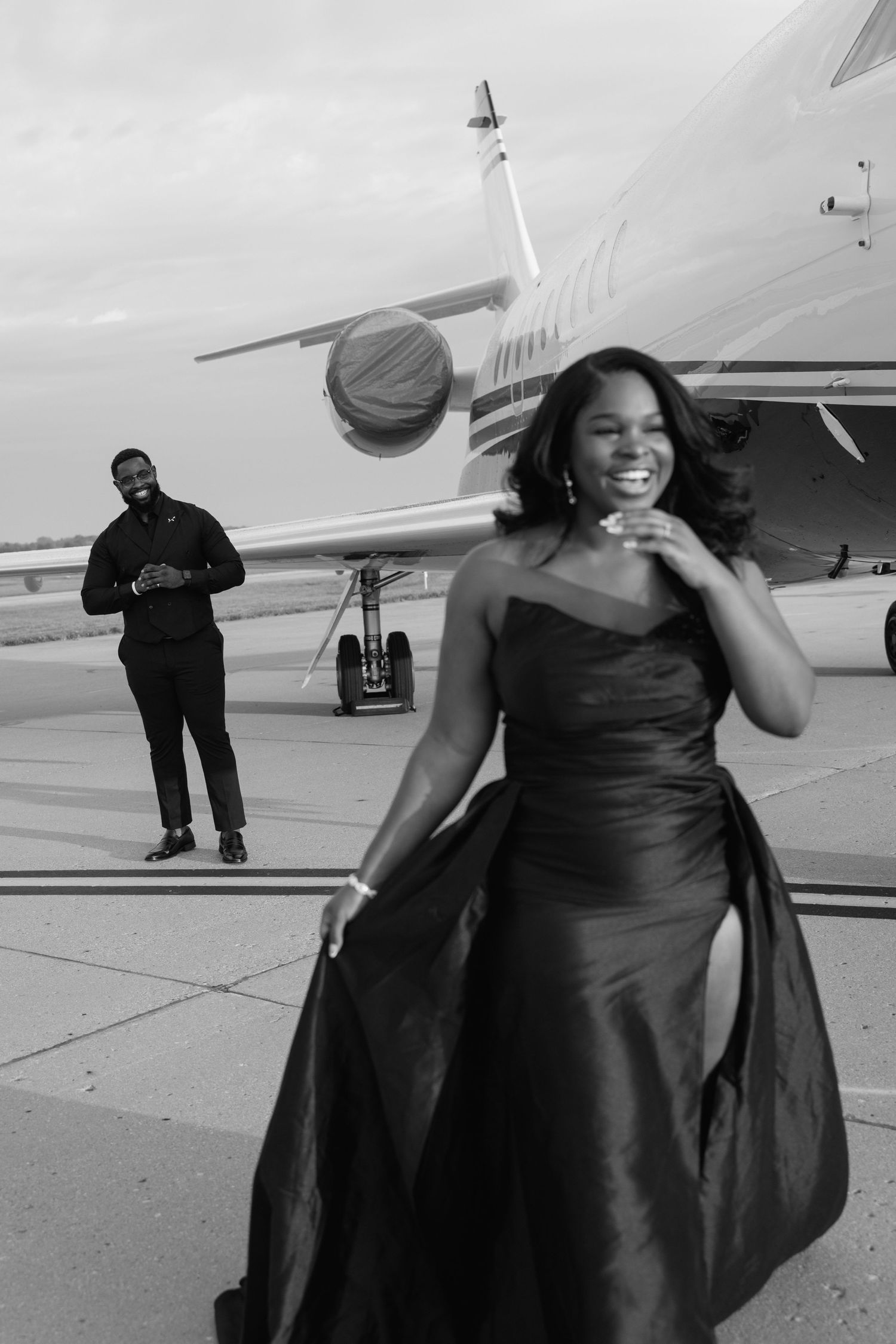 Documentary and editorial engagement photos at the Indianapolis International Airport.