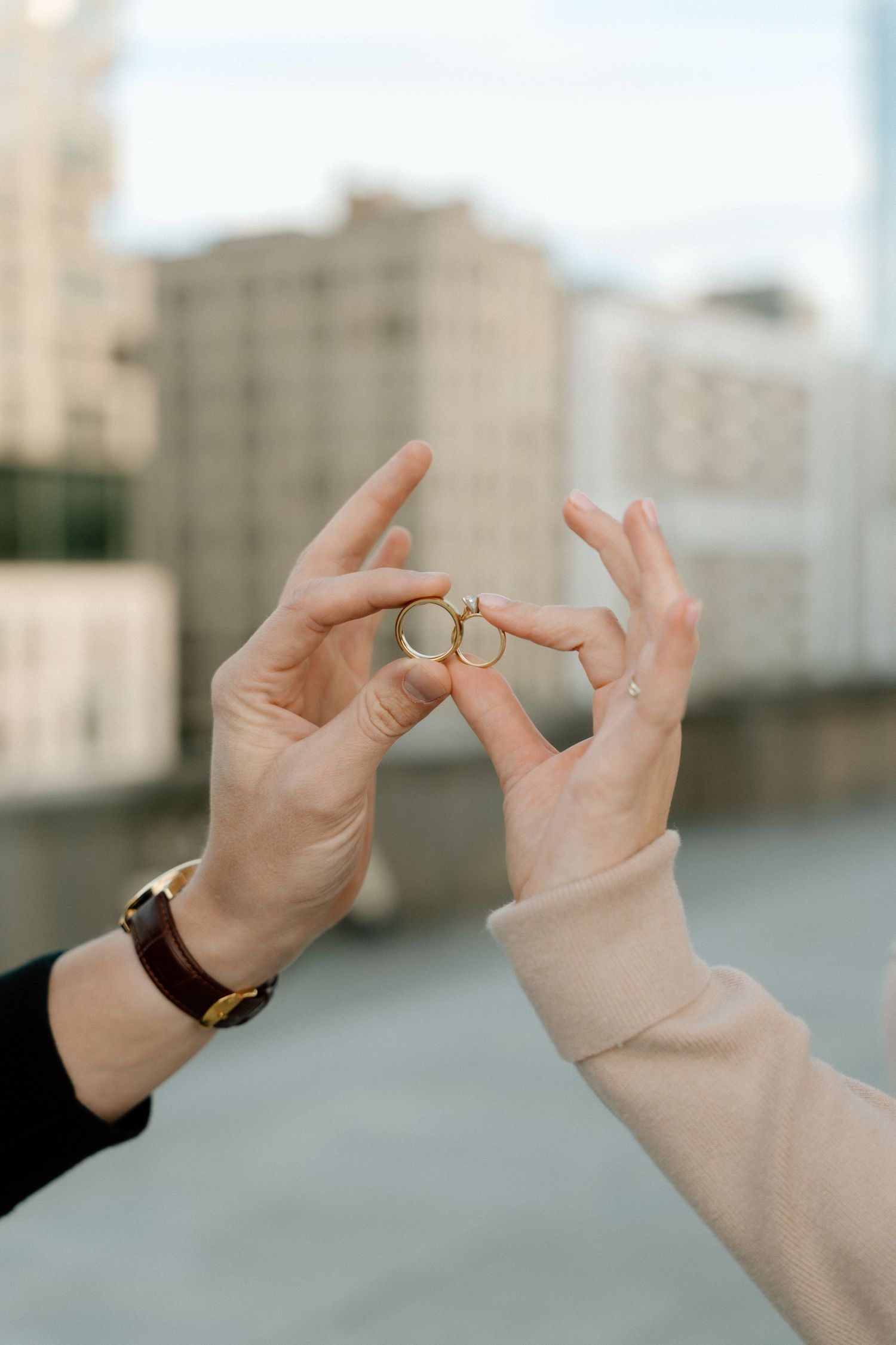 Romantic engagement photos in downtown Indianapolis, Indiana.