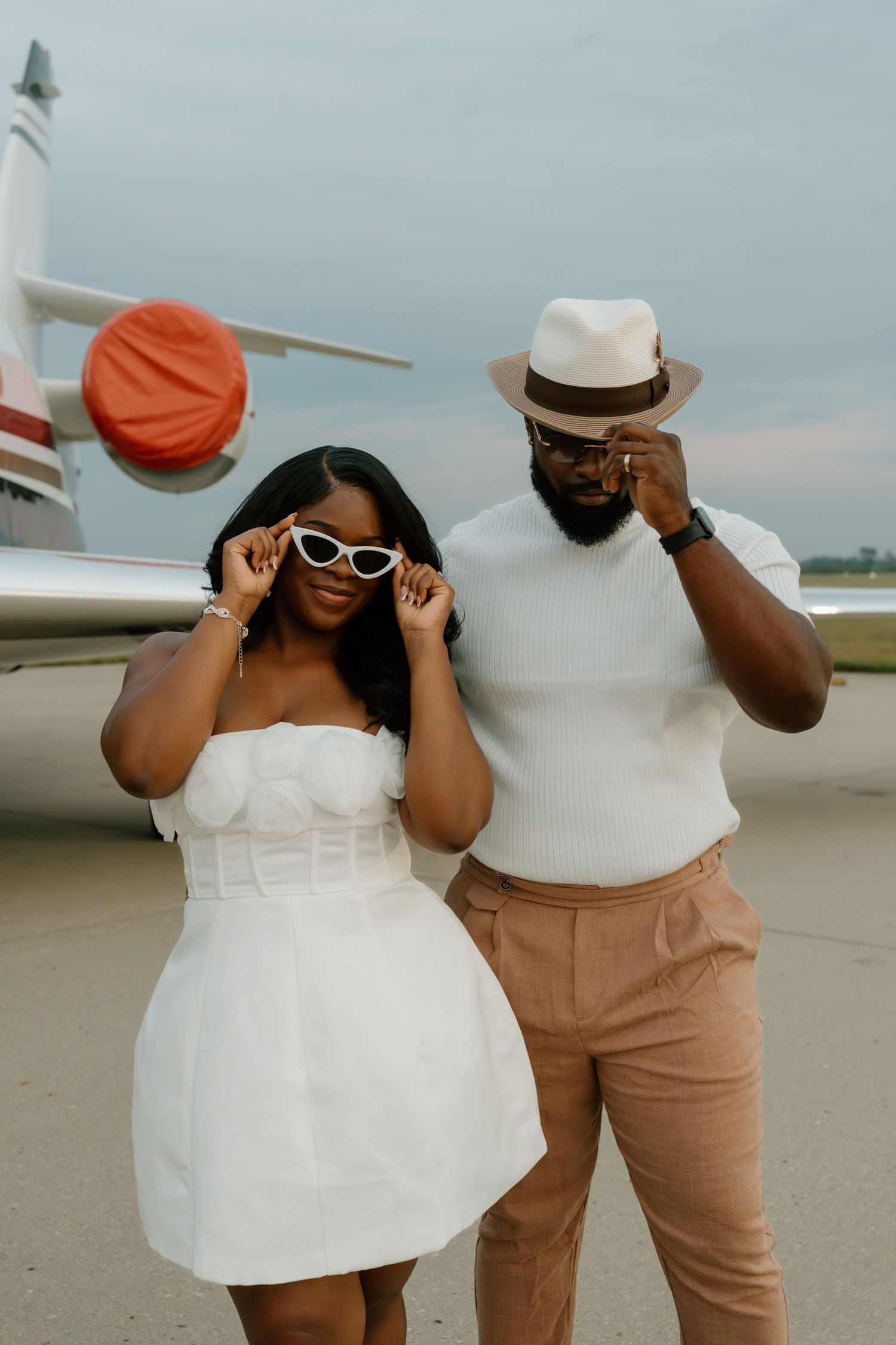 Documentary and editorial engagement photos at the Indianapolis International Airport.