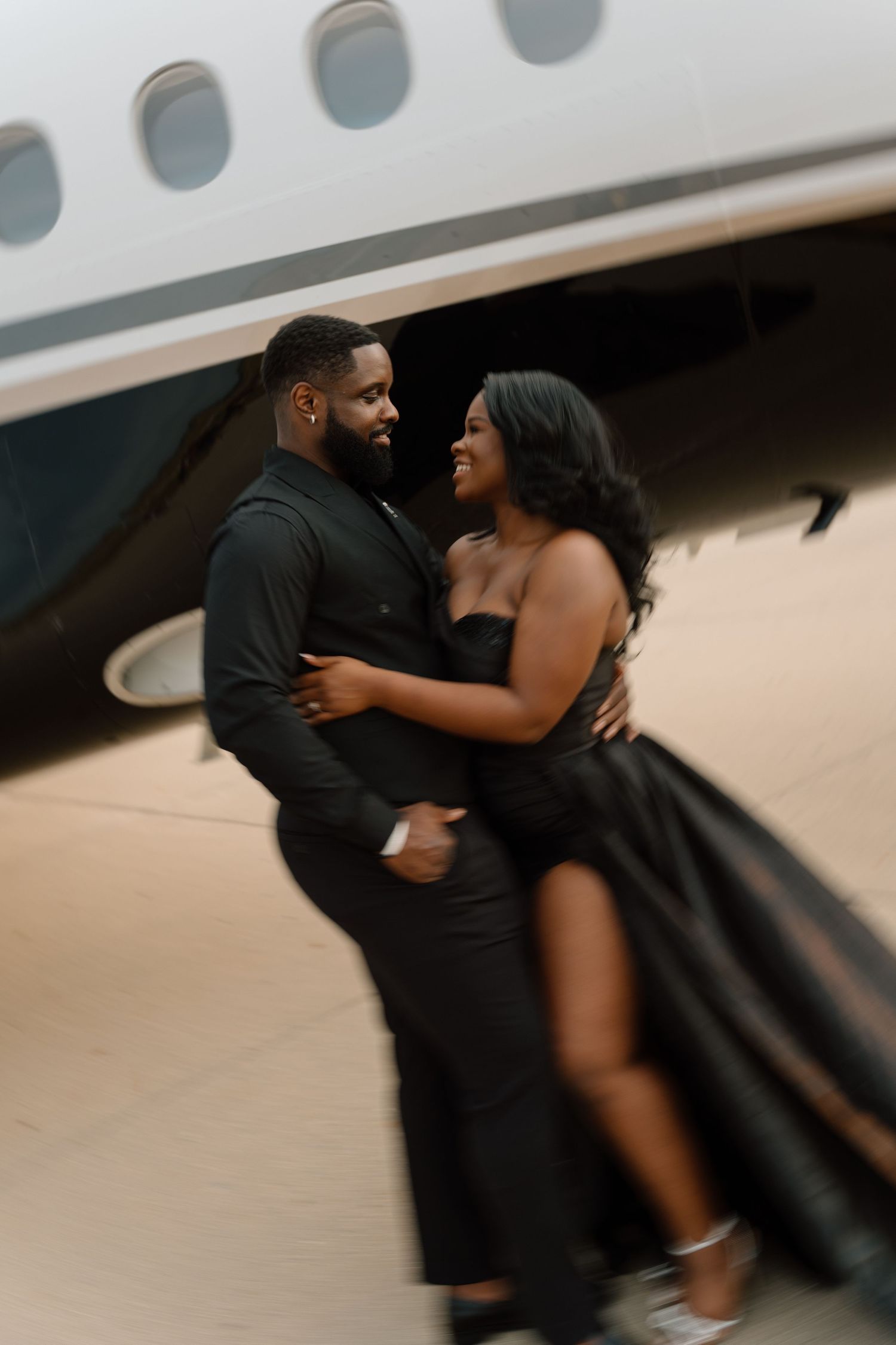 Romantic airport engagement photos in Indianapolis, Indiana.