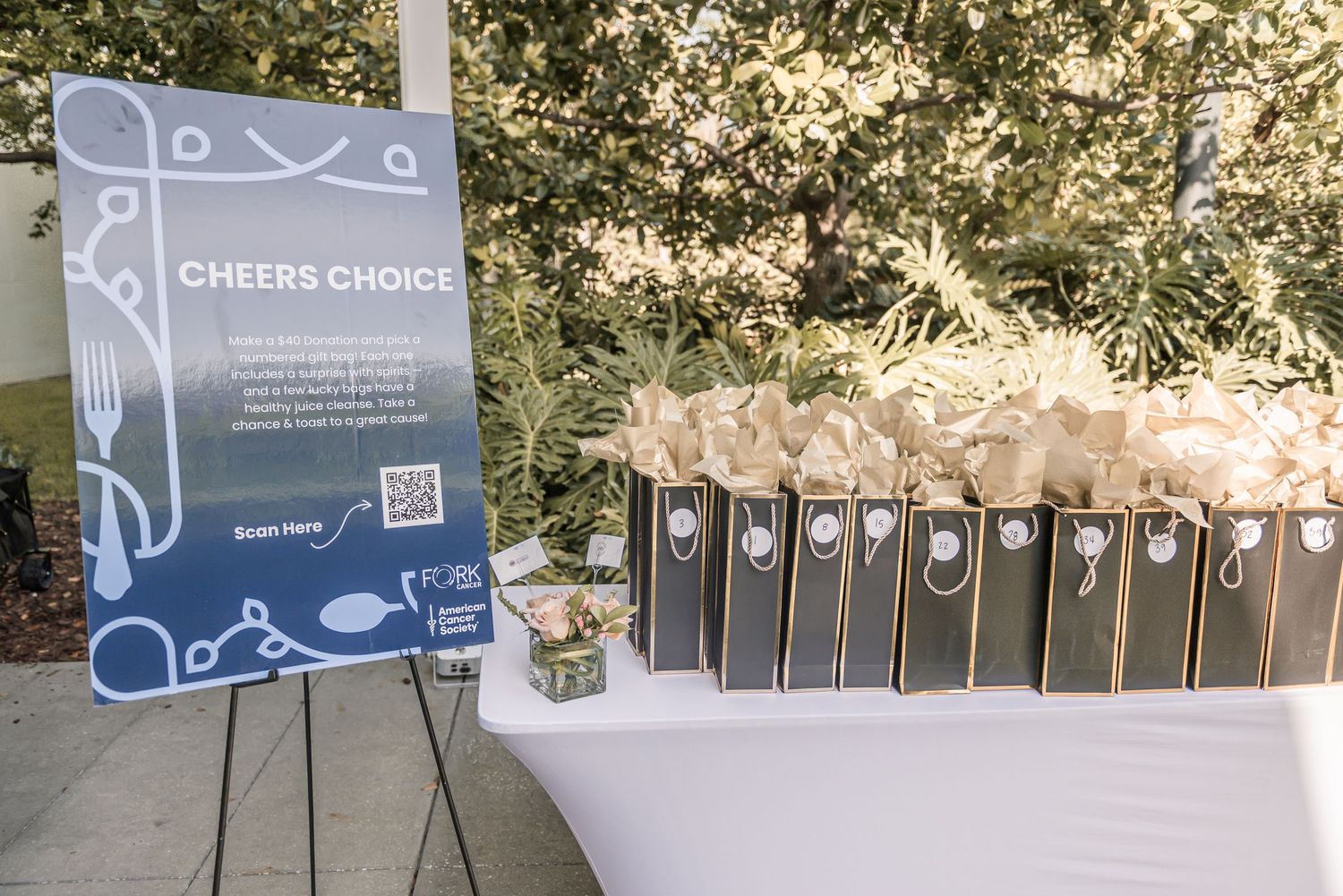 A series of branded banners and displays showing 