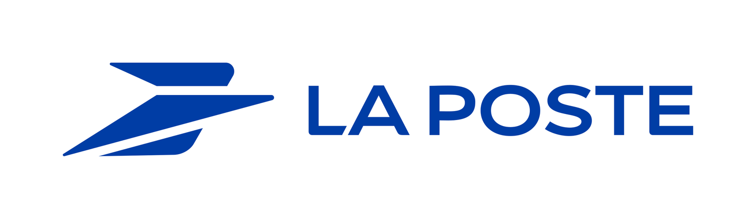 La Poste official logo featuring a blue stylized bird icon and bold blue text on a white background.