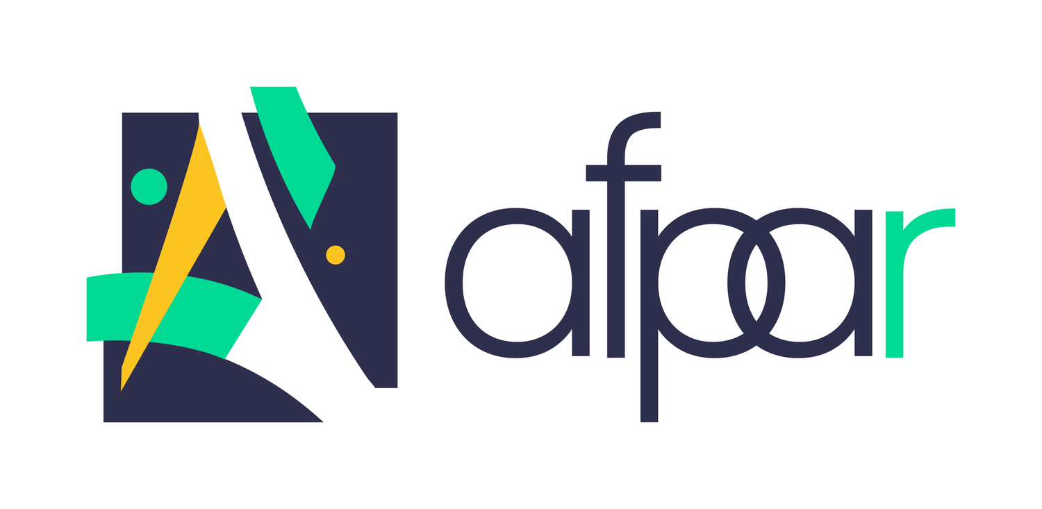 AFPAR company logo featuring a geometric letter A icon in navy, teal, and gold with modern sans-serif wordmark.