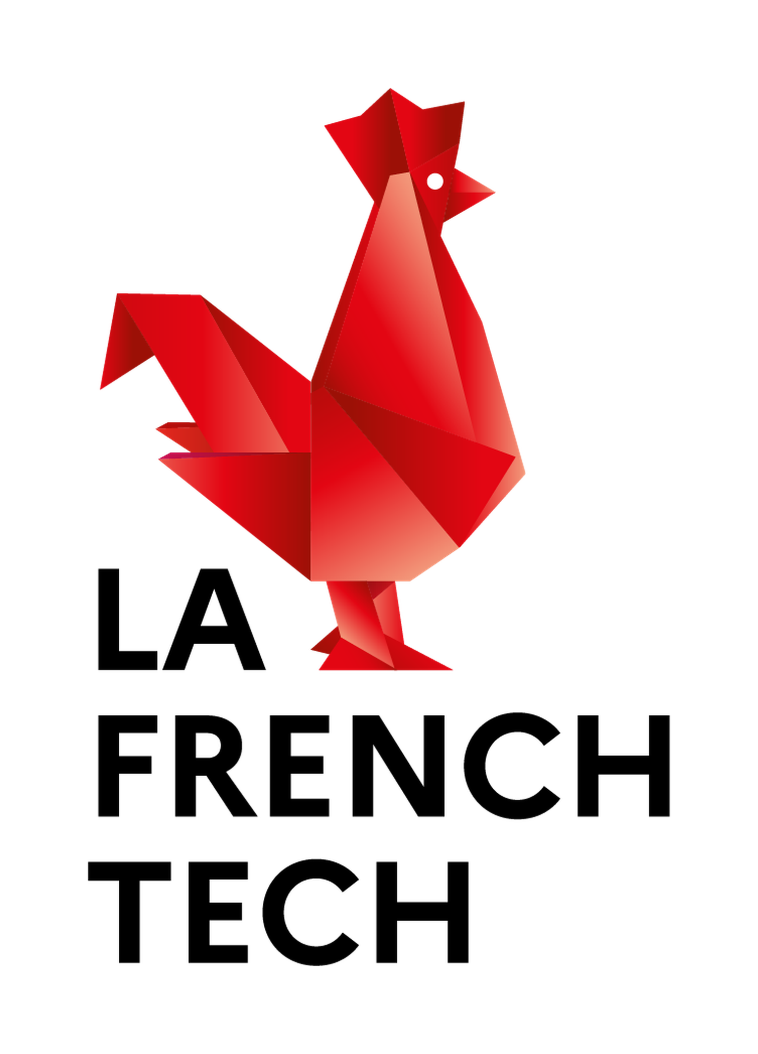 La French Tech logo featuring a red geometric origami rooster above bold black text reading LA FRENCH TECH.