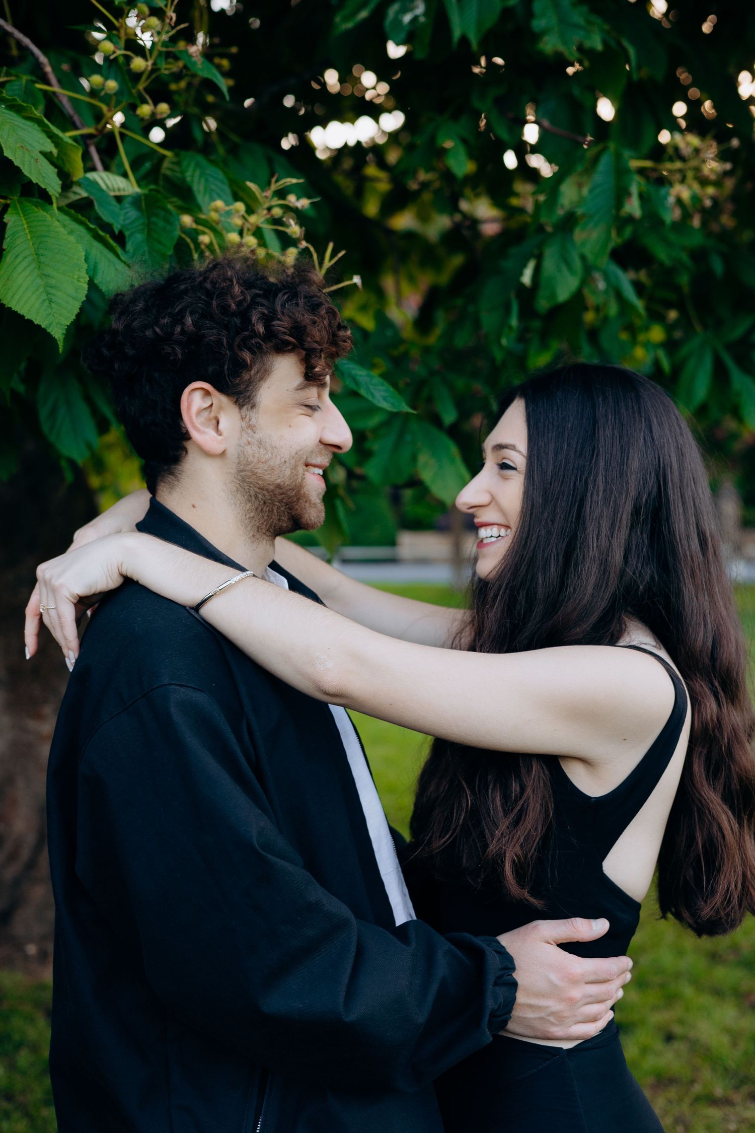 Broadway engagement photos following a surprise proposal.