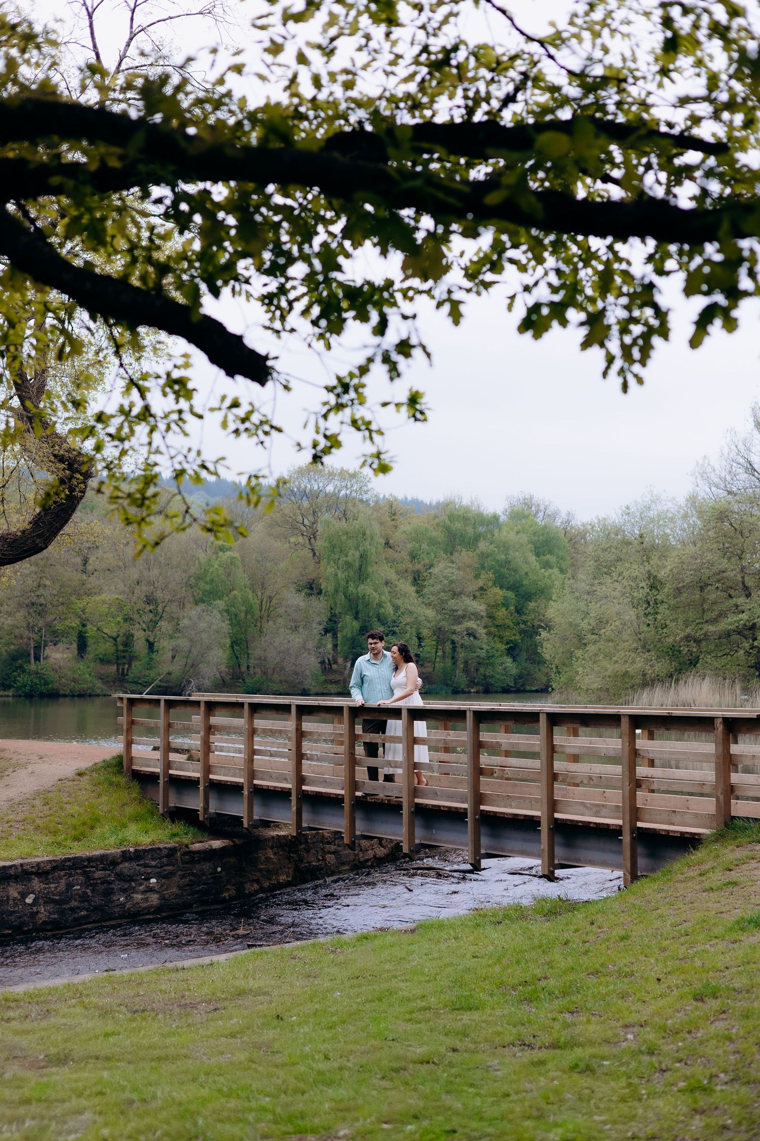Natural light couples photoshoot in the Forest of Dean showing relaxed engagement photography before wedding day.