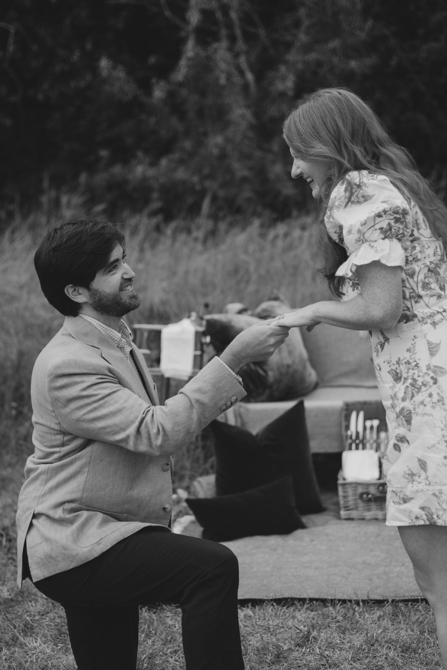 Romantic engagement shoot in the Cotswolds countryside.