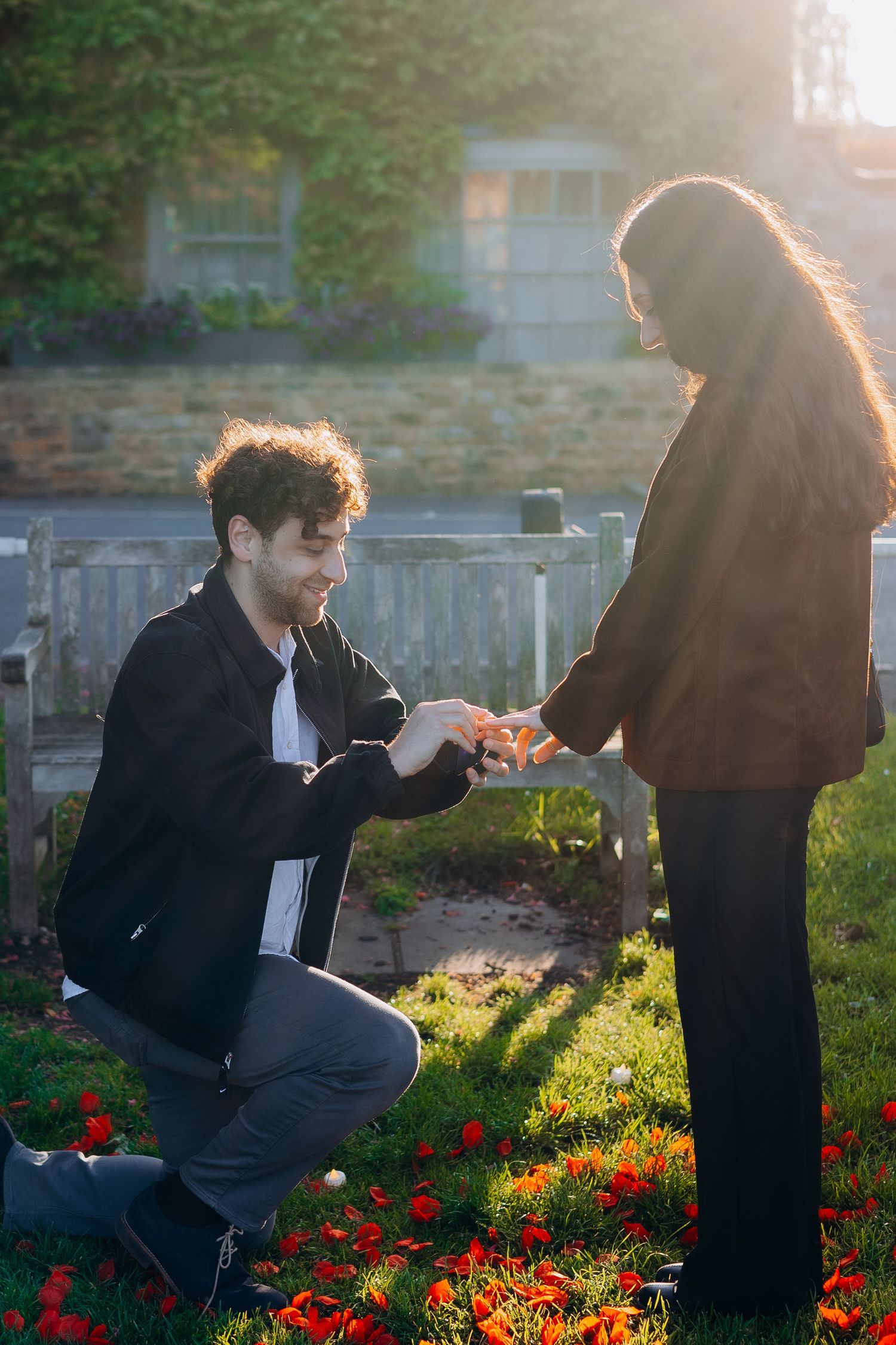 Broadway proposal photographer capturing a surprise proposal in the Cotswolds.