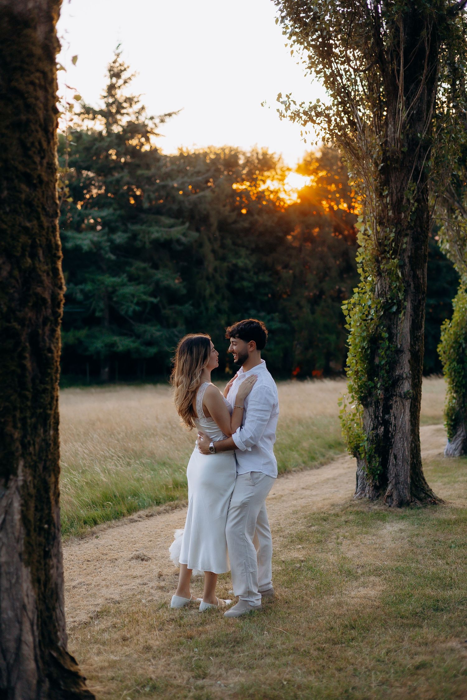 Couple celebrating their engagement at a private venue.