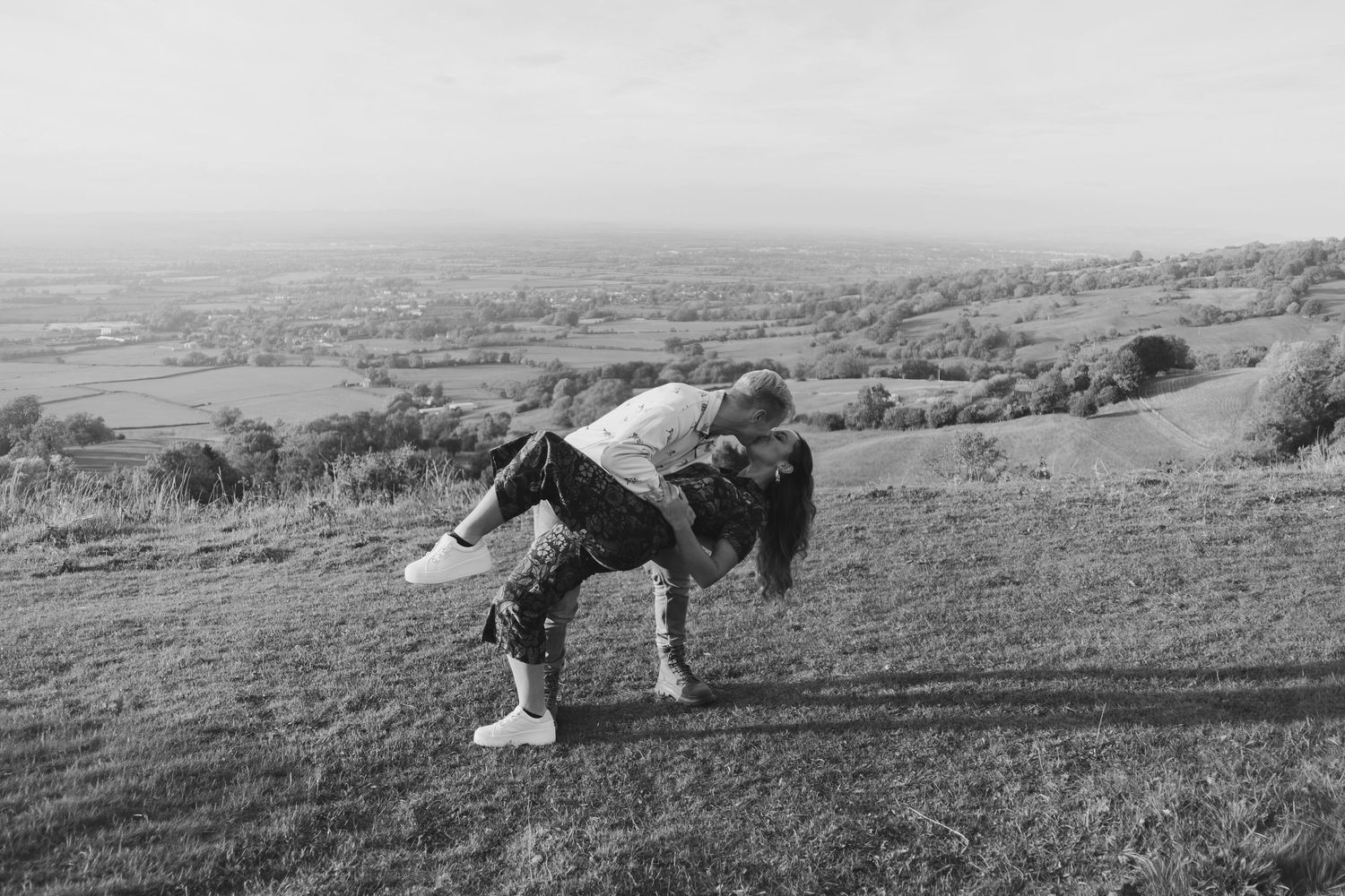 Romantic countryside proposal at Crickley Hill.
