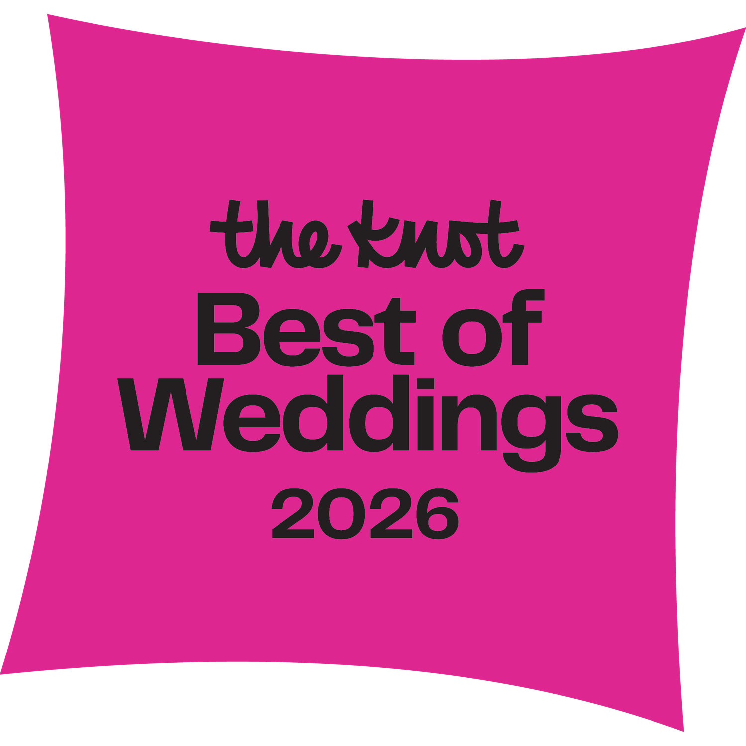 A series of pink angular shapes forming a wave pattern with 'the knot' and 'Best of' text elements.