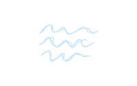 Three blue wavy lines illustration representing water waves or aquarius zodiac symbol on white background.