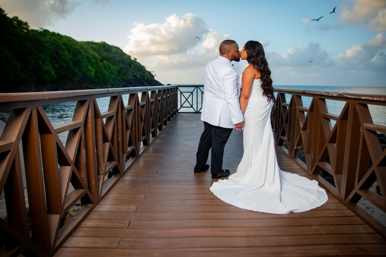 Happy wedding couple in St Lucia during couples photoshoot, capturing real emotion, connection, and authentic moments together