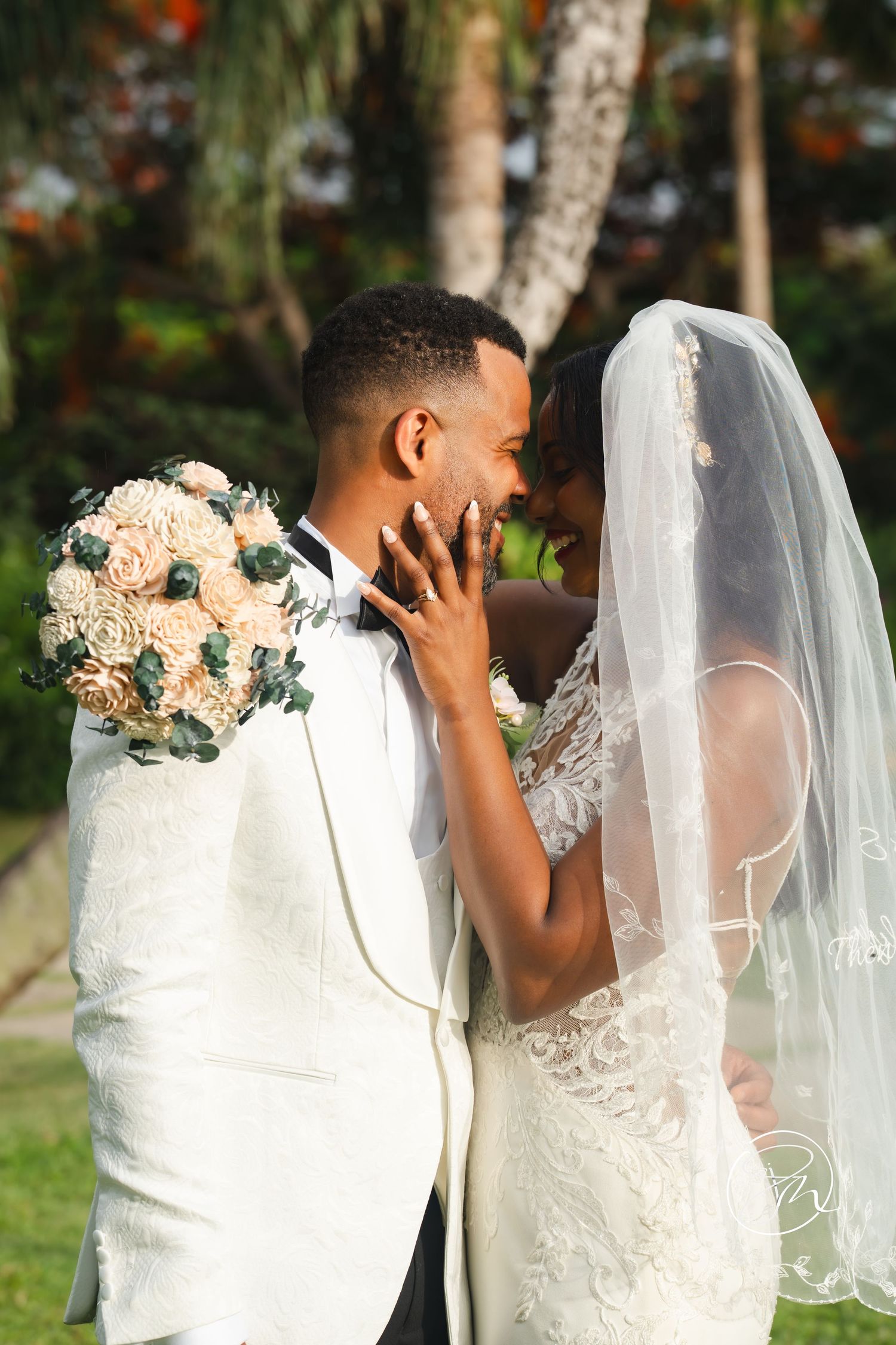Happy wedding couple in St Lucia during couples photoshoot, capturing real emotion, connection, and authentic moments together. Sandals