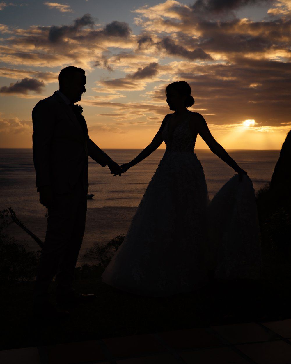 Happy wedding couple in St Lucia during couples photoshoot, capturing real emotion, connection, and authentic moments together