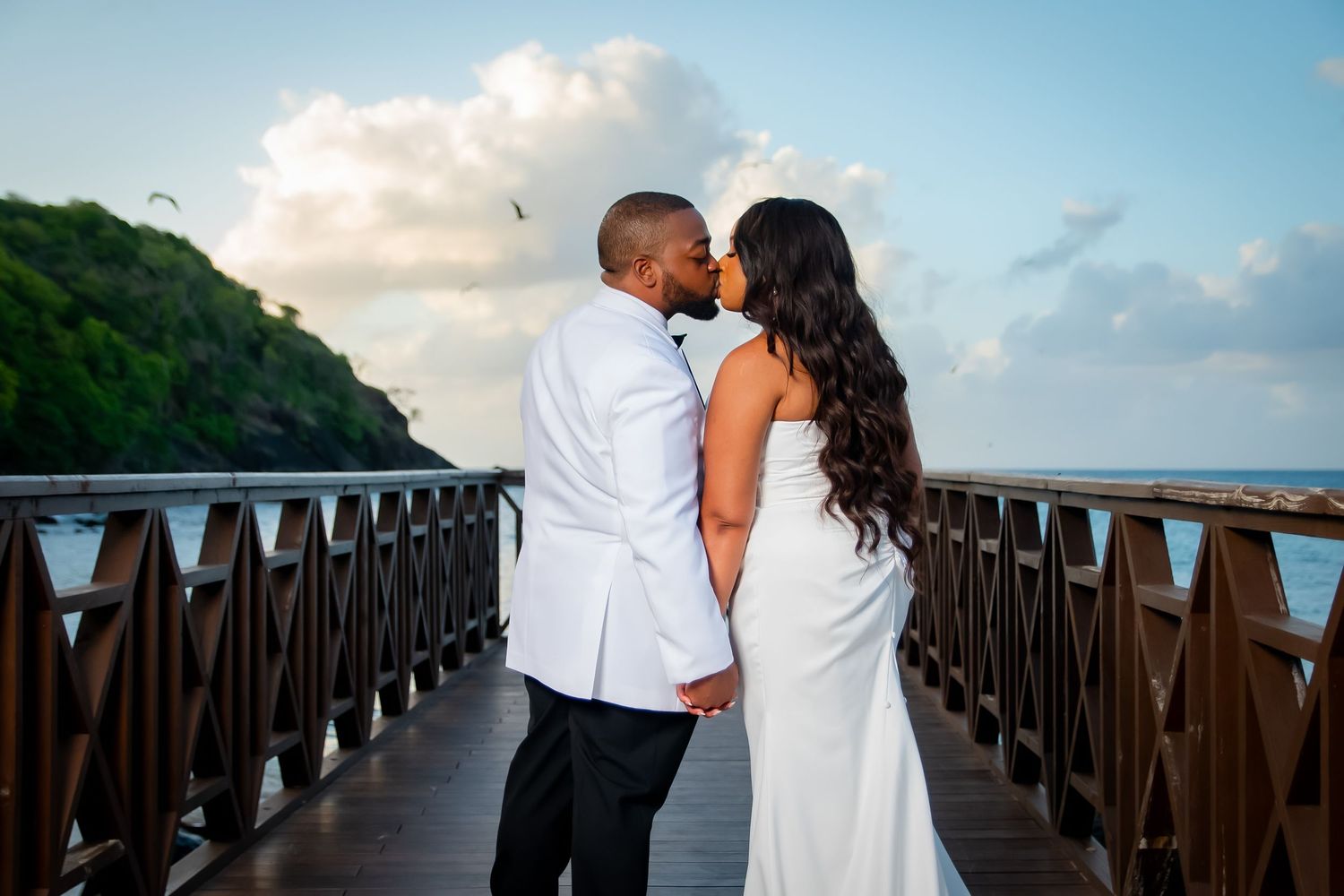 Happy wedding couple in St Lucia during couples photoshoot, capturing real emotion, connection, and authentic moments together