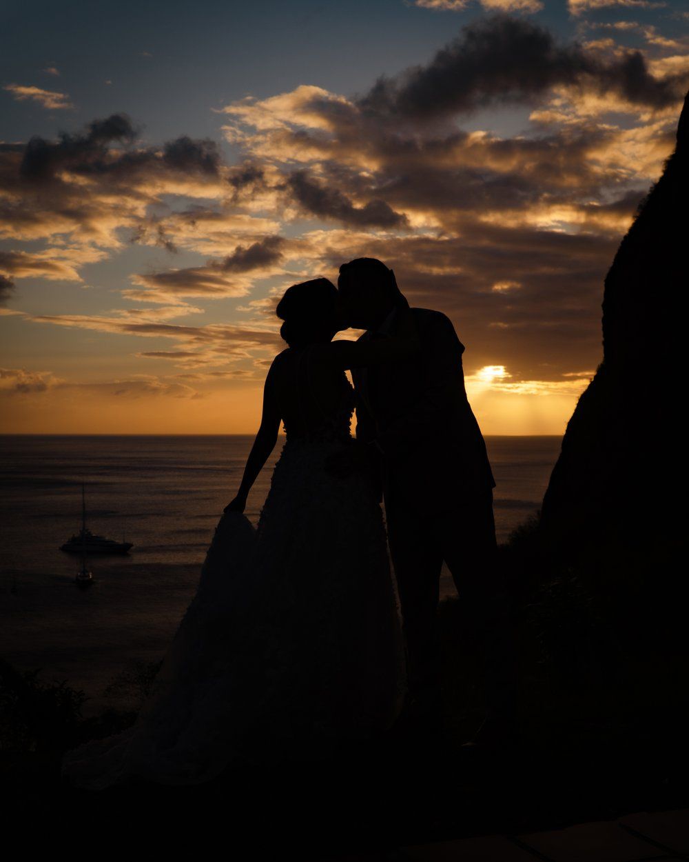 Happy wedding couple in St Lucia during couples photoshoot, capturing real emotion, connection, and authentic moments together