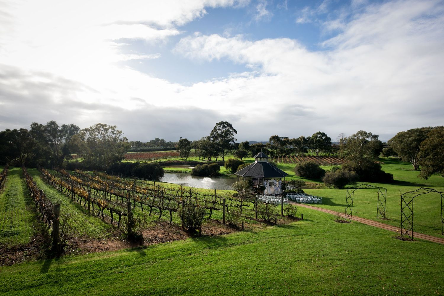 wedding at  sittella winery, swan valley wedding, photos by willie thow photography, gown designed by Meeting Grace Bridal.