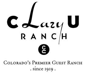 C Lazy U Ranch logo, Colorado's Premier Guest Ranch since 1919, featuring elegant typography and brand cattle mark.