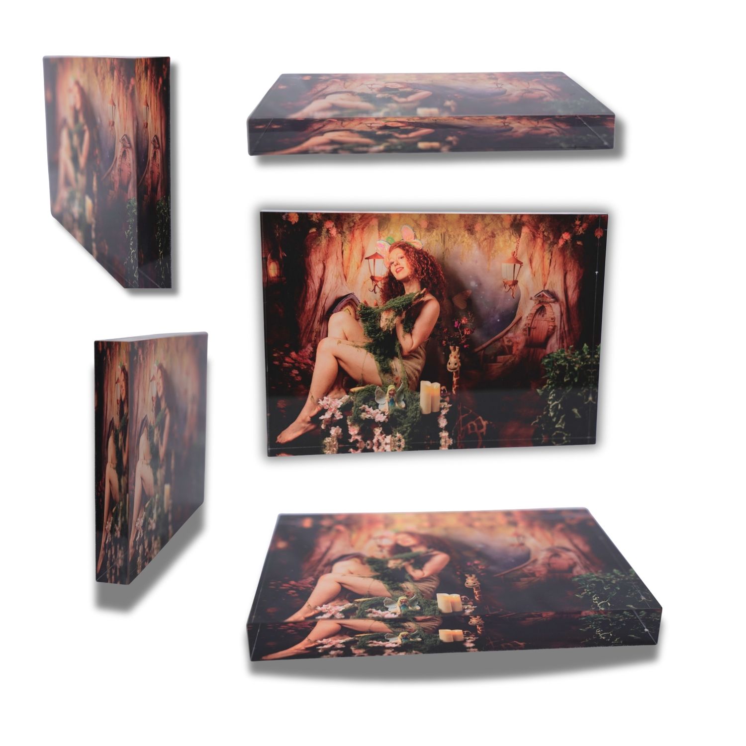 Multiple views of an antique matchbox with classical artwork depicting a reclining figure in a decorative setting.