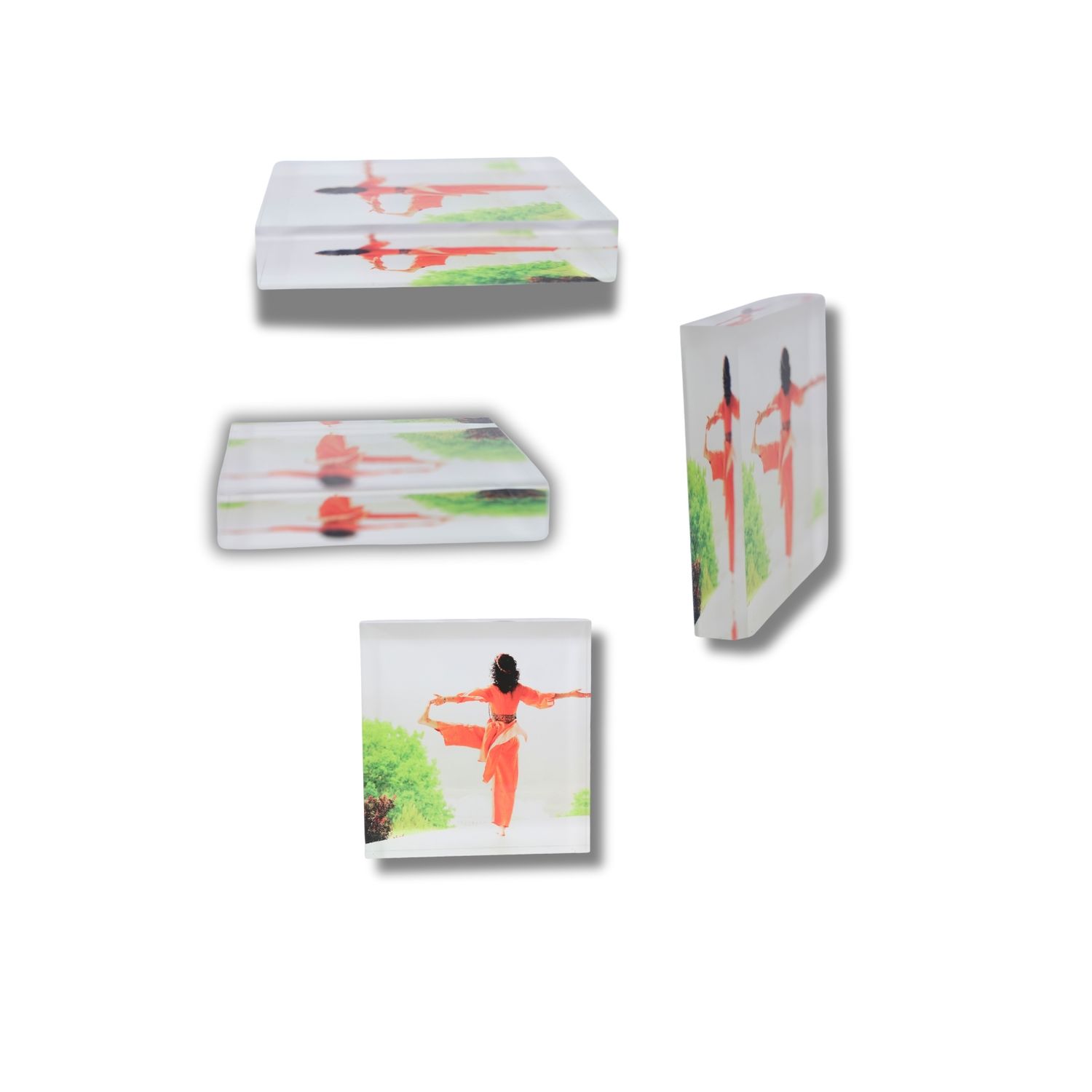 A series of small sketches showing a figure in various poses against minimalist backgrounds.