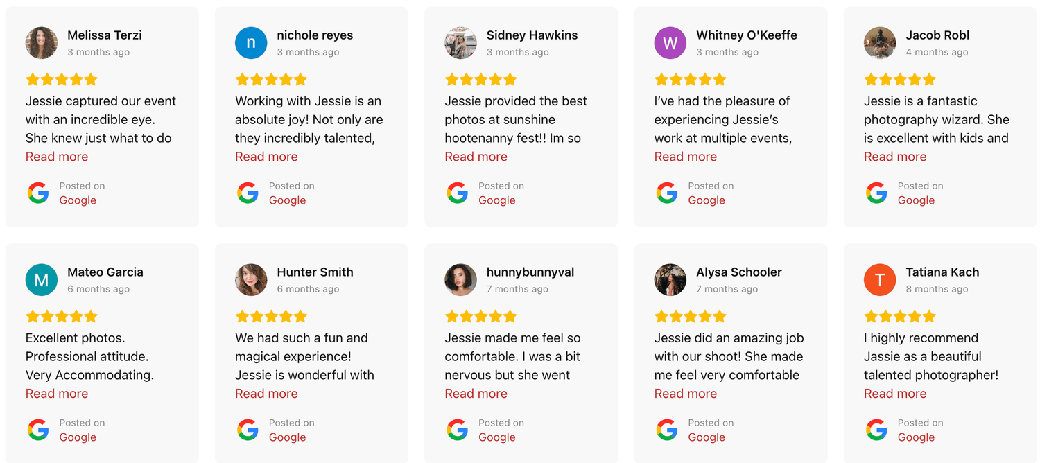google reviews written for Jessie