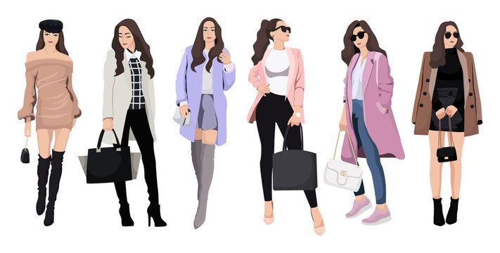Fashion collage showing various women's outfits and styles from casual to dressy in a horizontal layout.