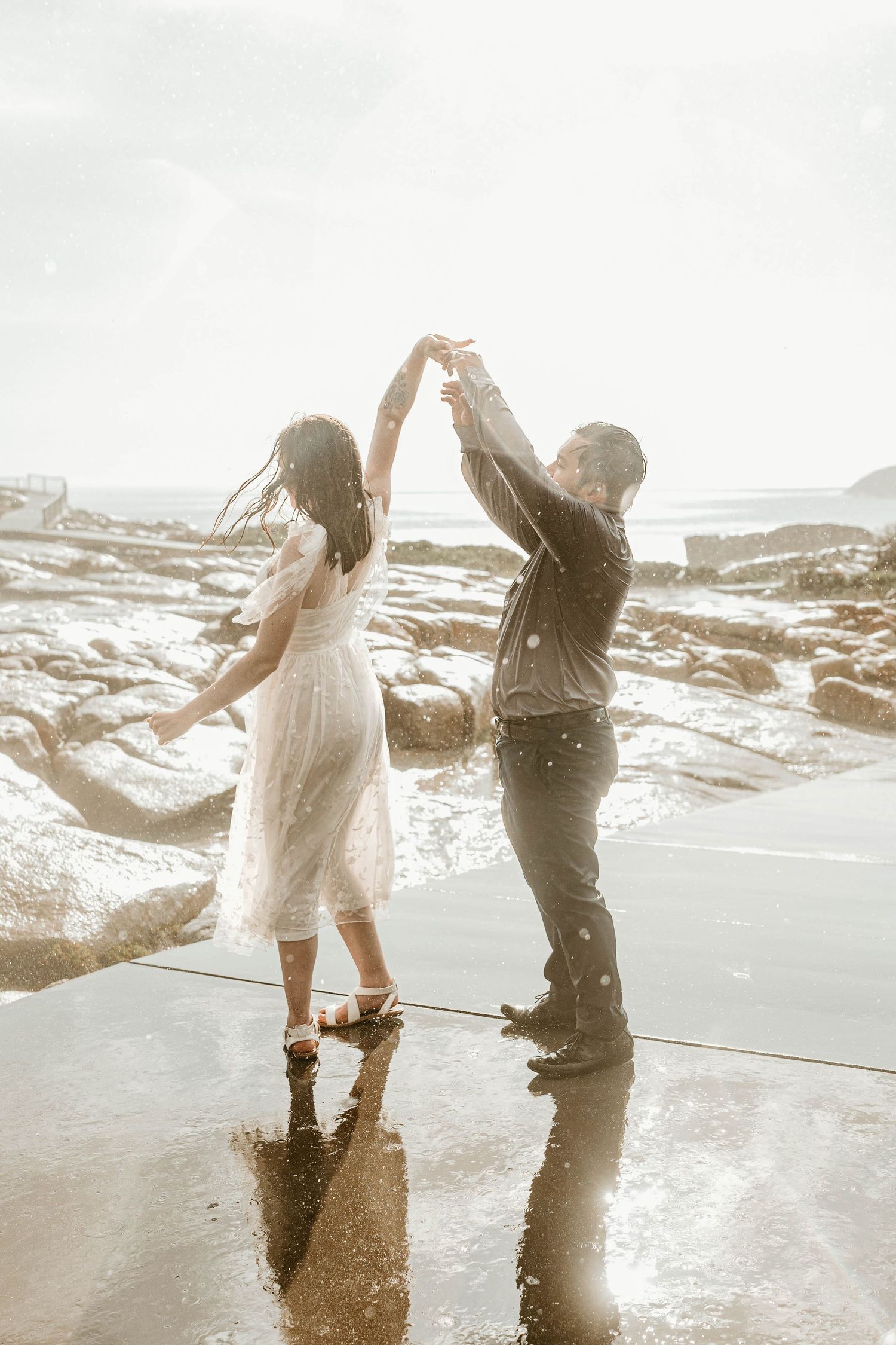 romantic rain wedding love dancing in rain