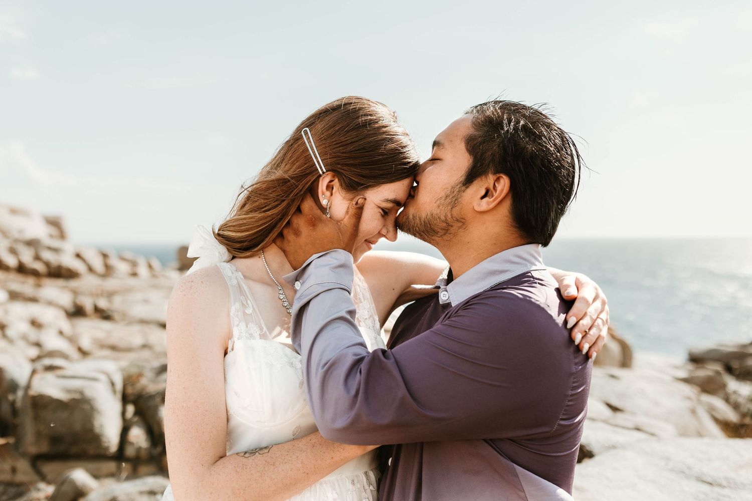 sunny cliff side wedding