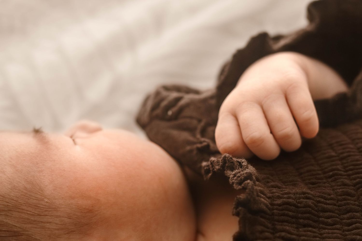 close up of sleeping newborn