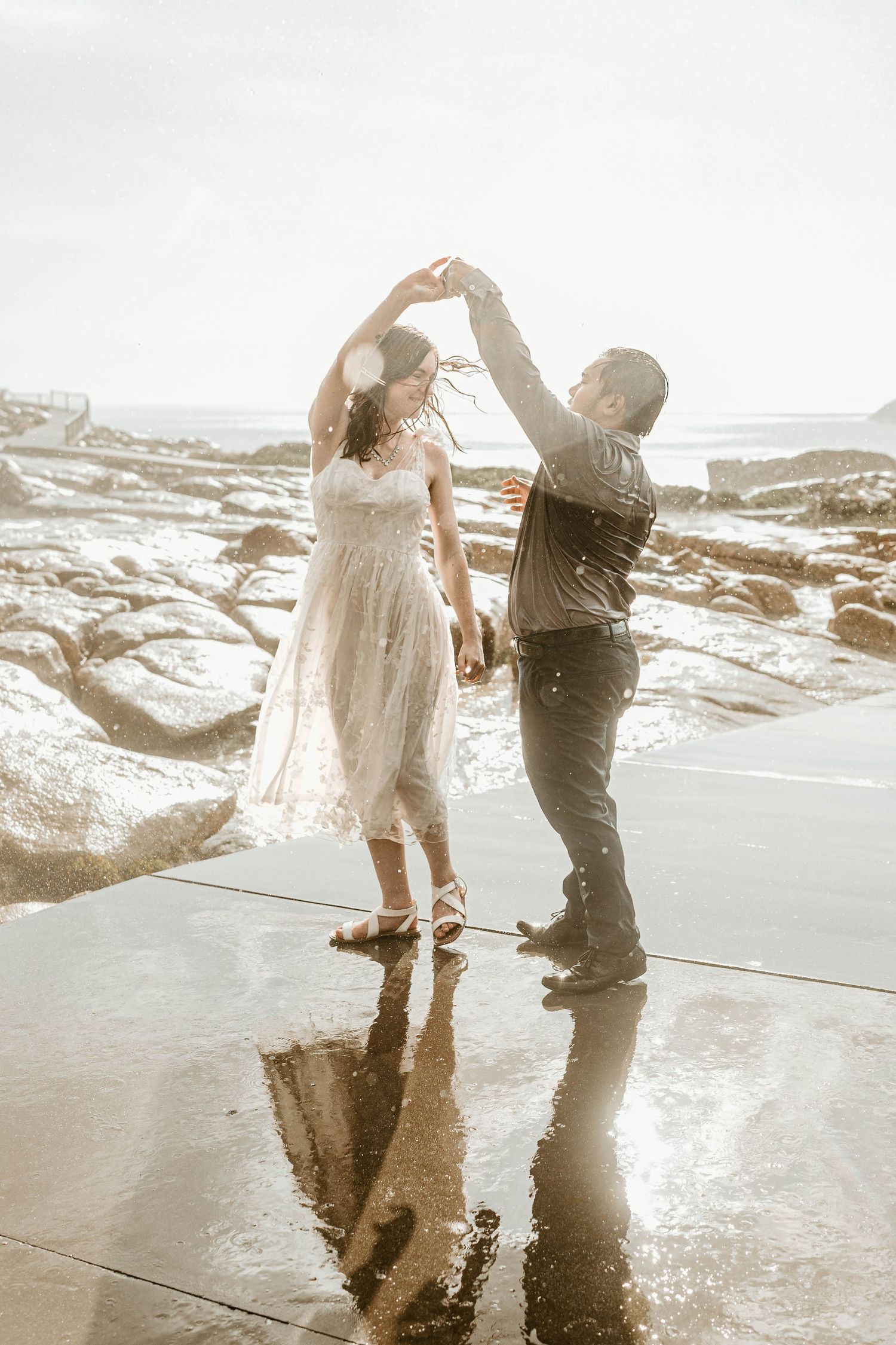 romantic rain wedding love dancing in rain