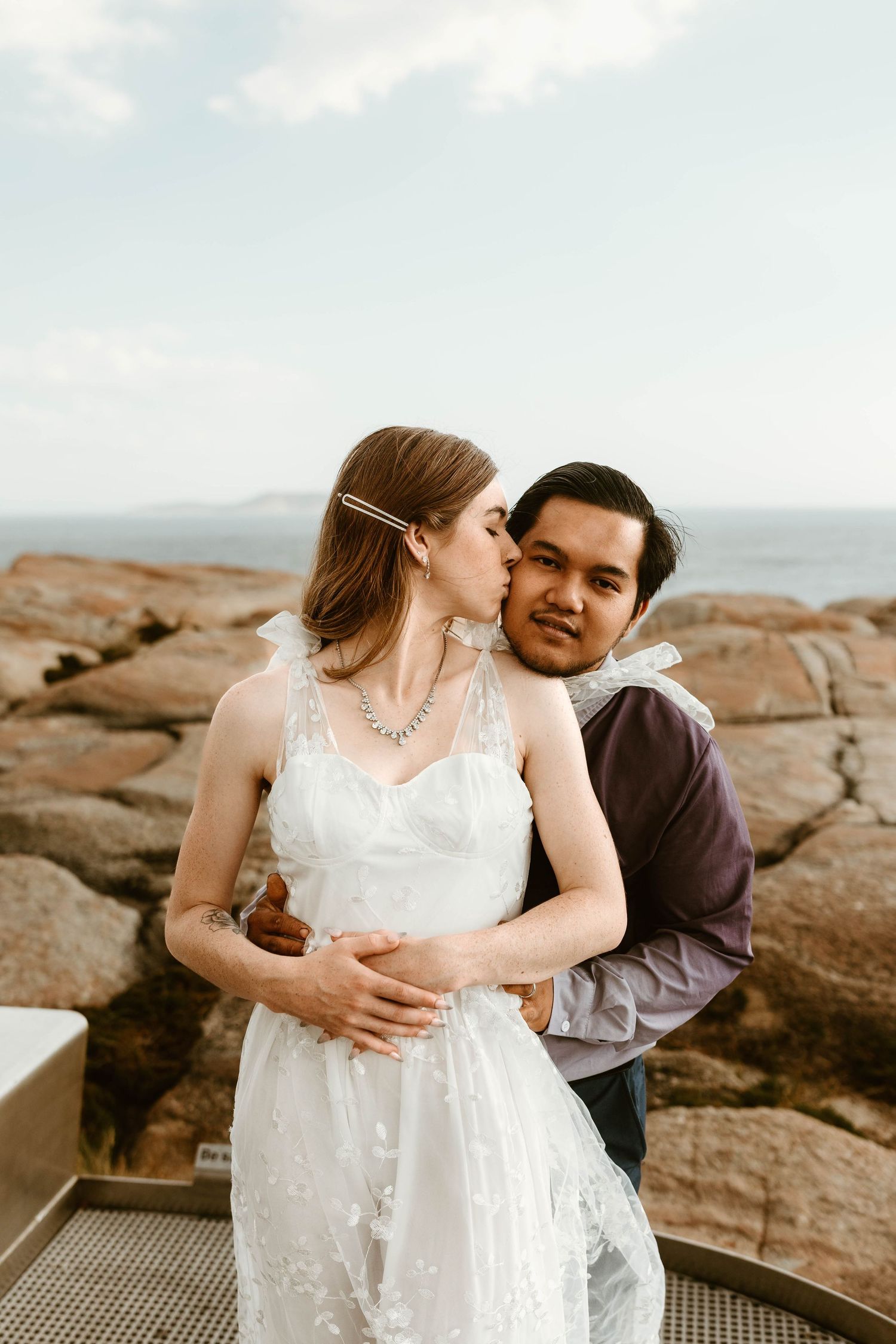 sunny cliff side wedding