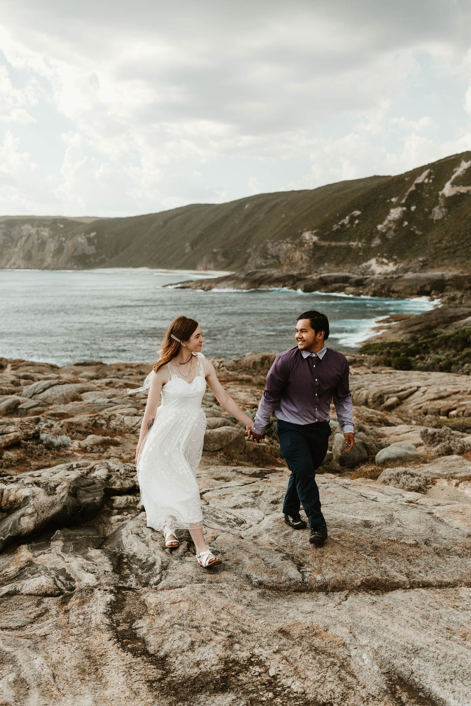 sunny cliff side wedding