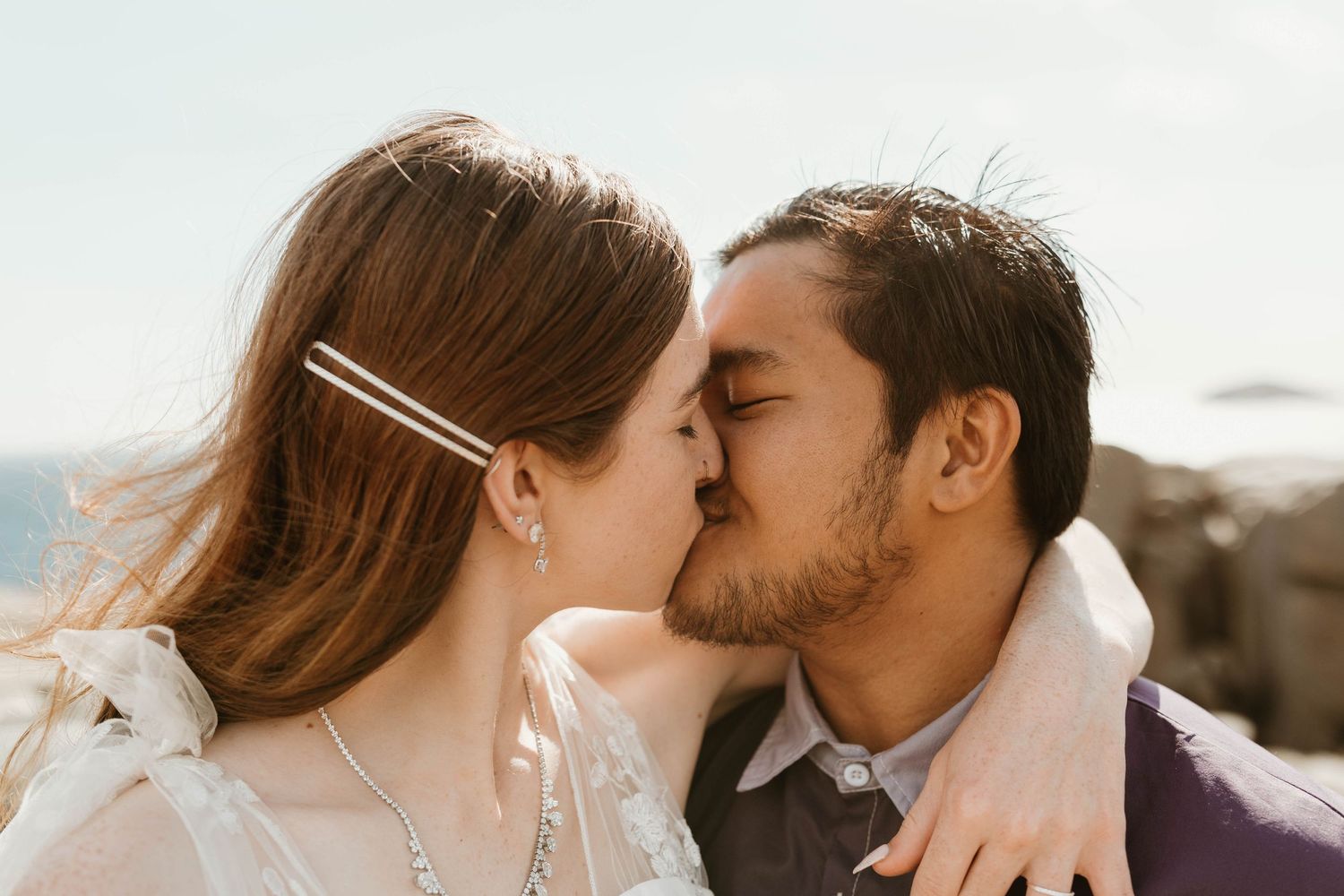 sunny cliff side wedding