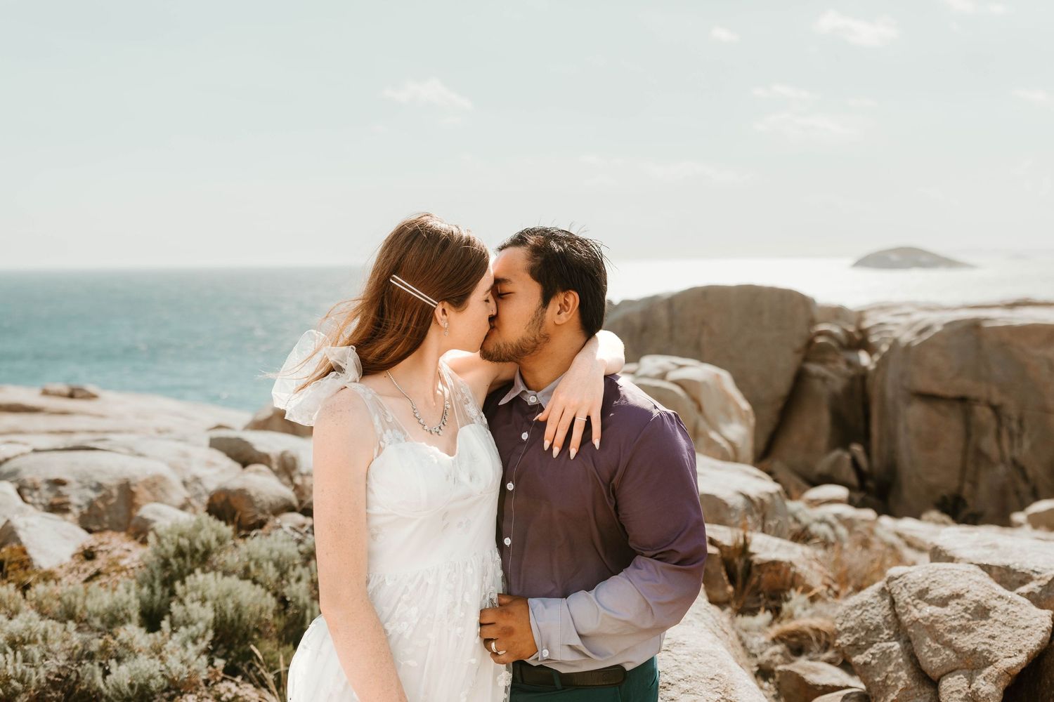 sunny cliff side wedding