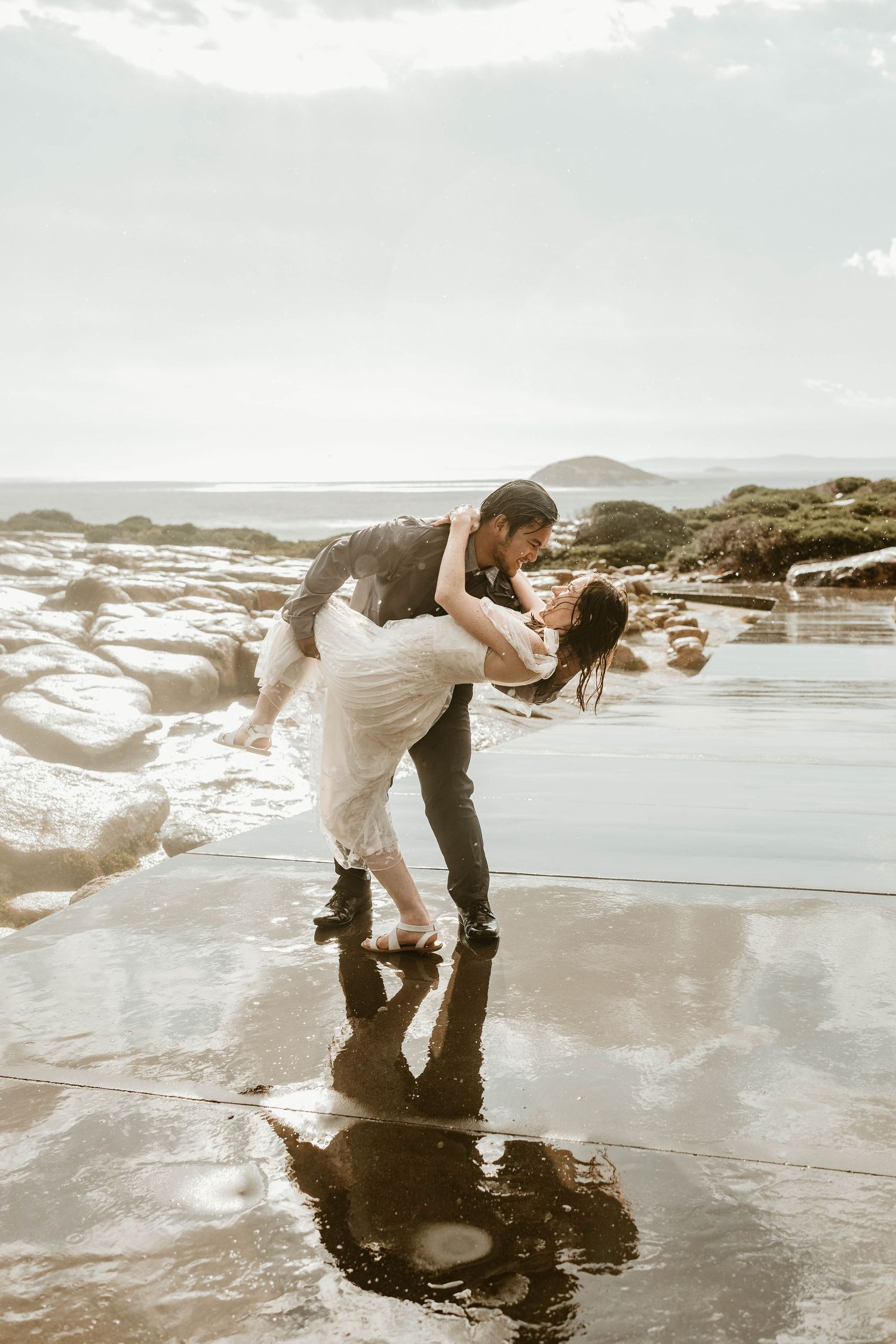 romantic rain wedding love