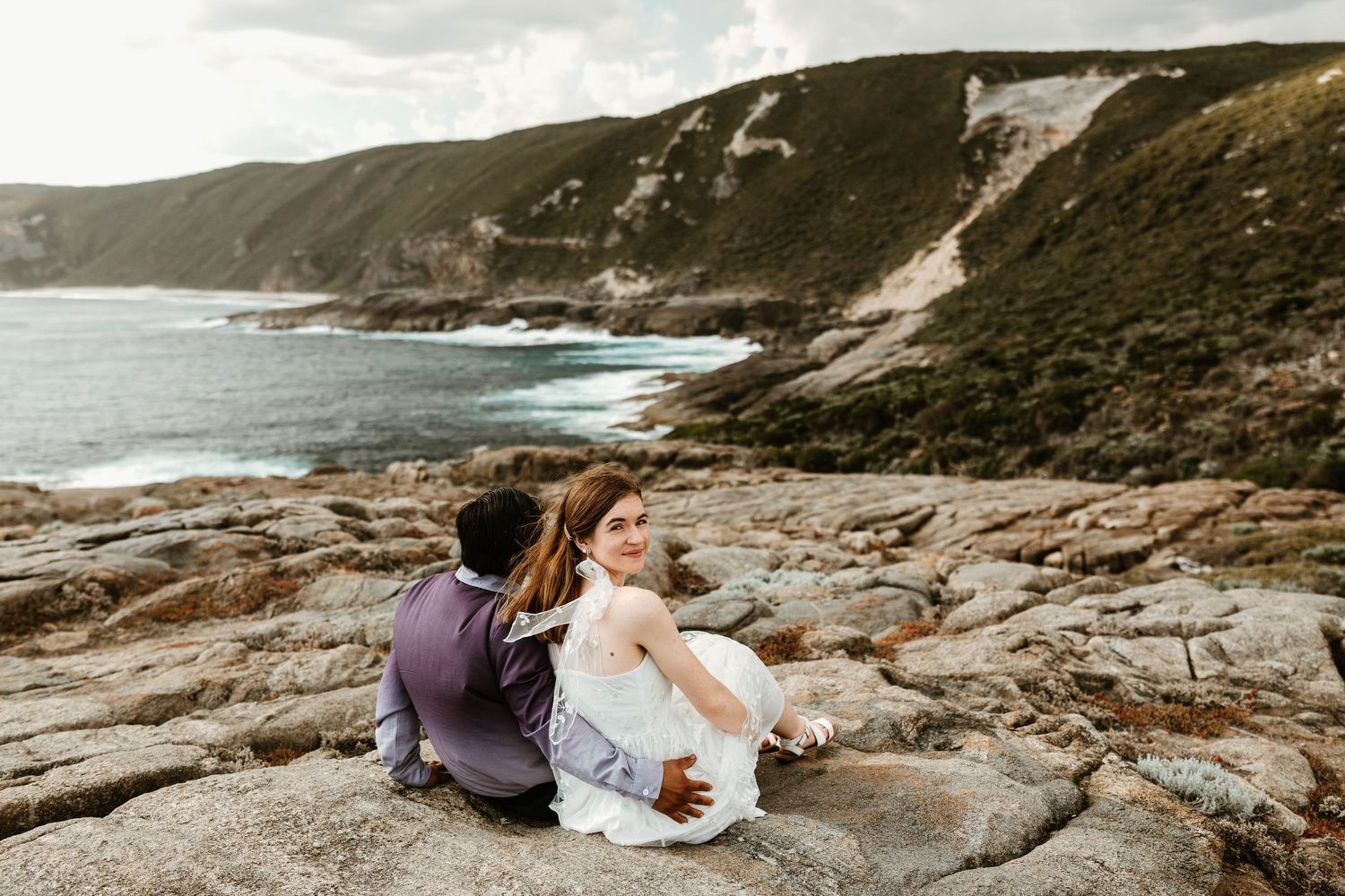 sunny cliff side wedding