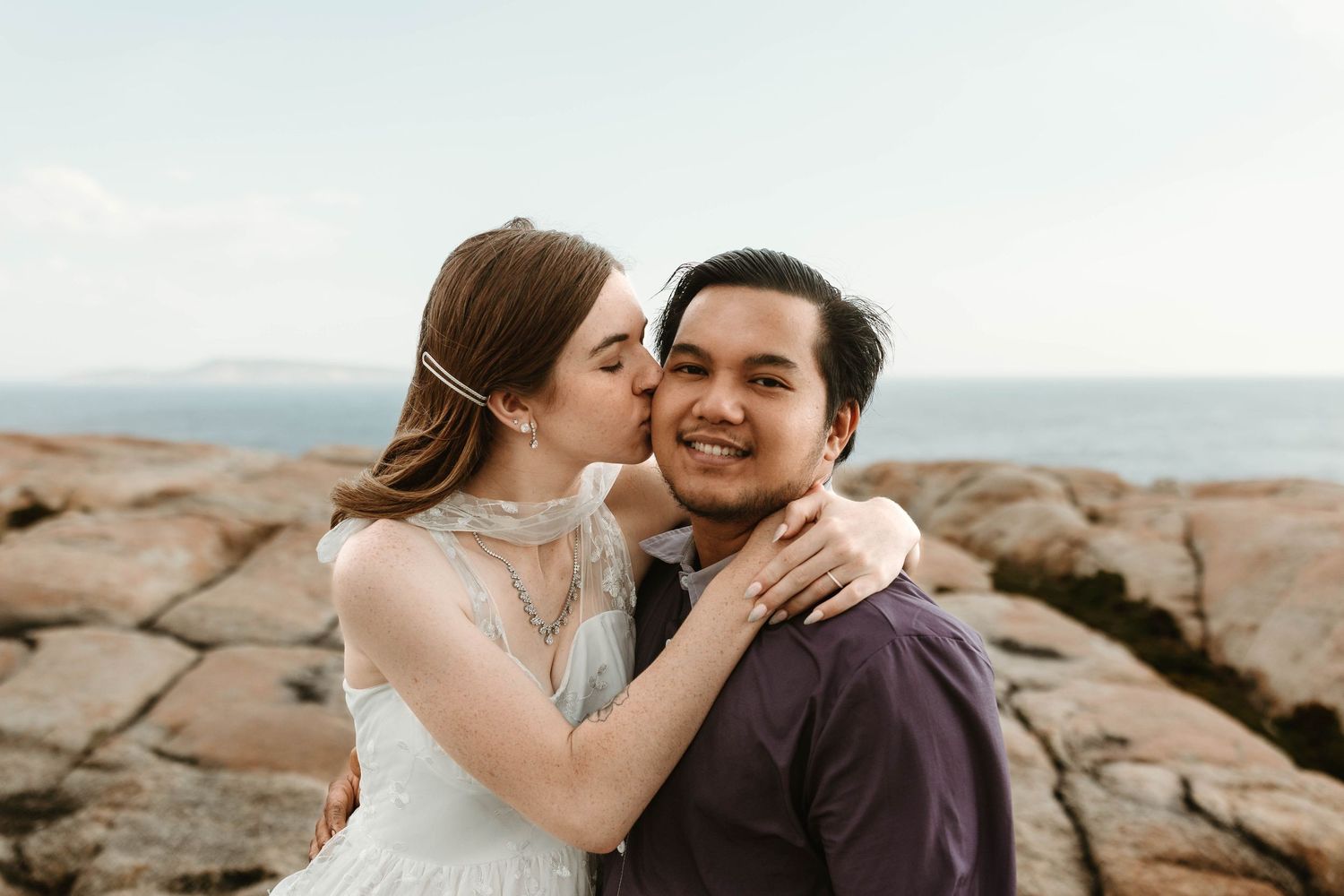 sunny cliff side wedding