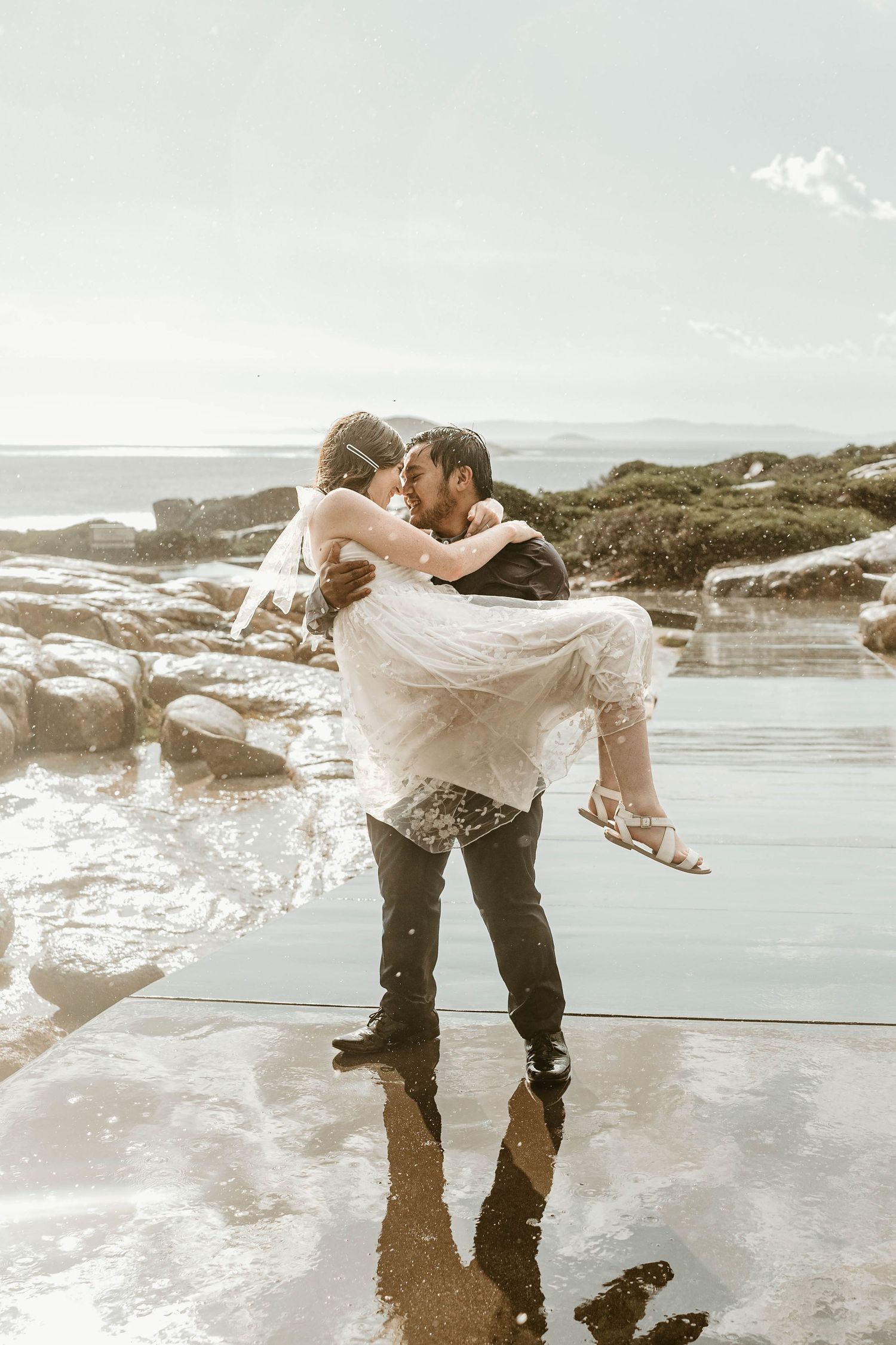 romantic rain wedding love