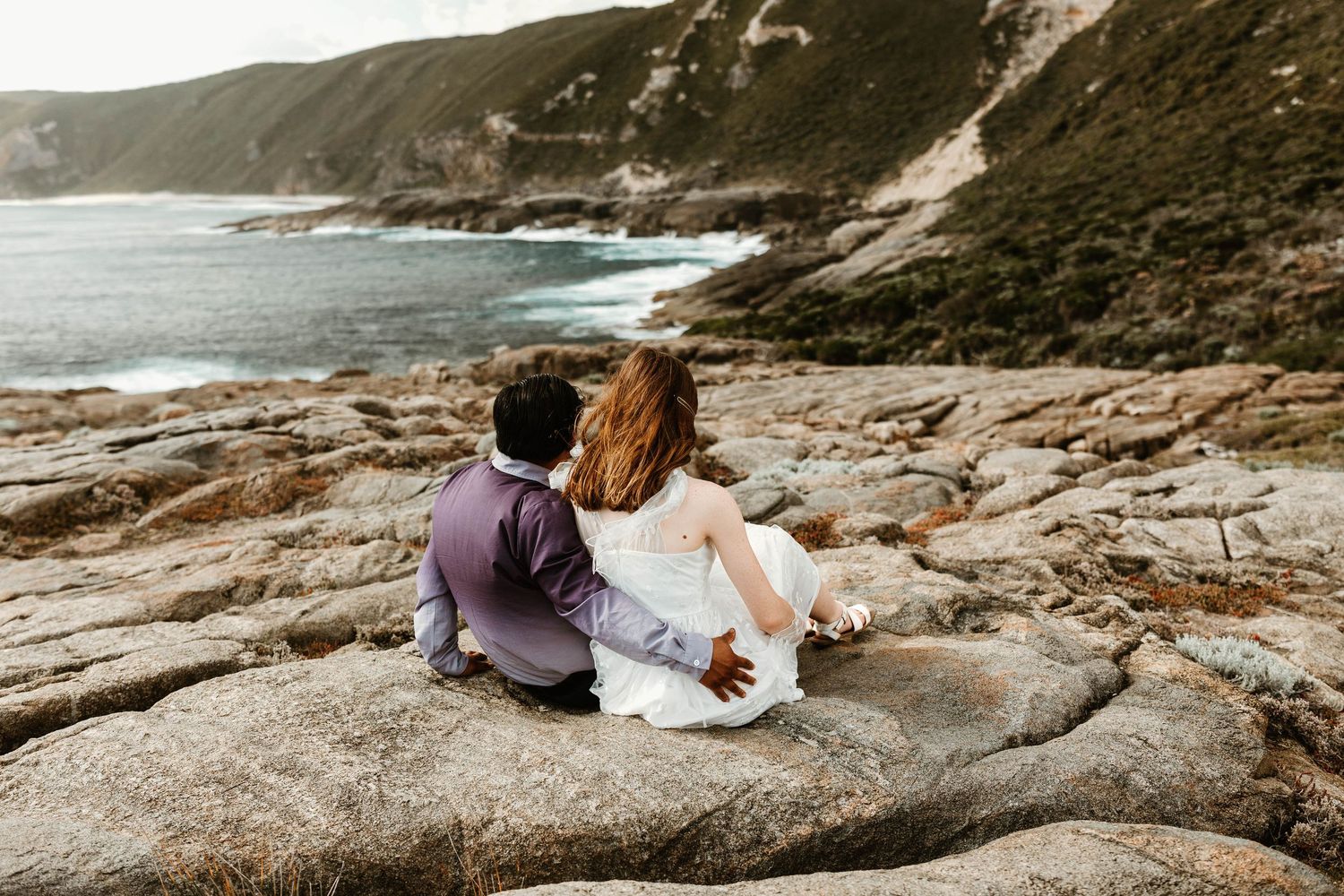 sunny cliff side wedding