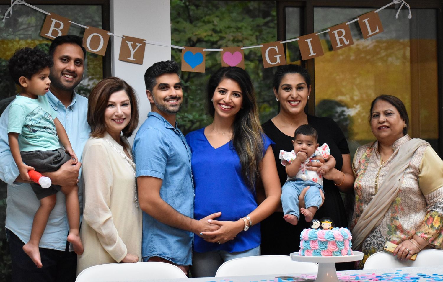 Baby shower family portrait