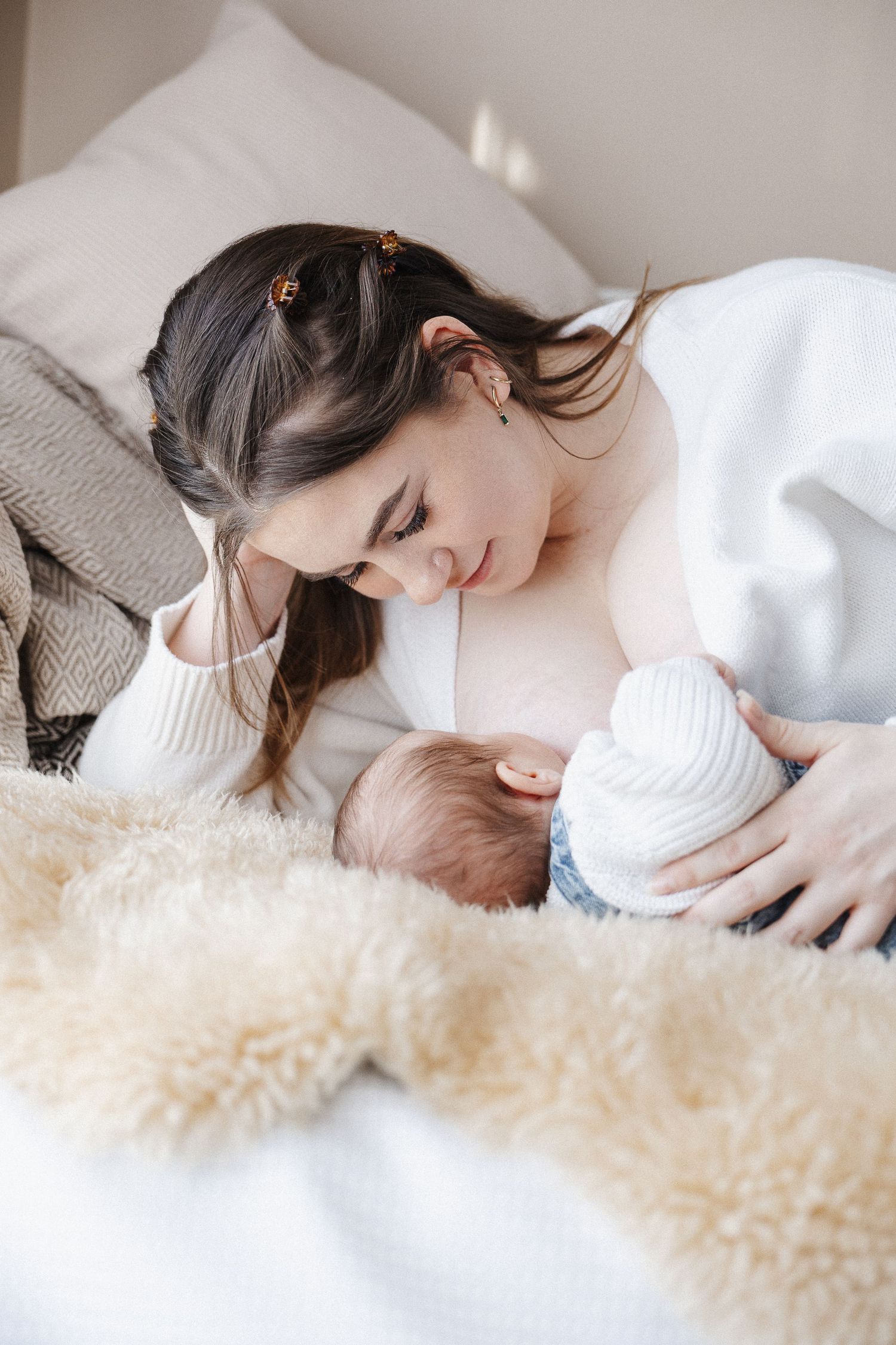 Studio photoshoot for breastfeeding newborn baby in Belconnen Canberra