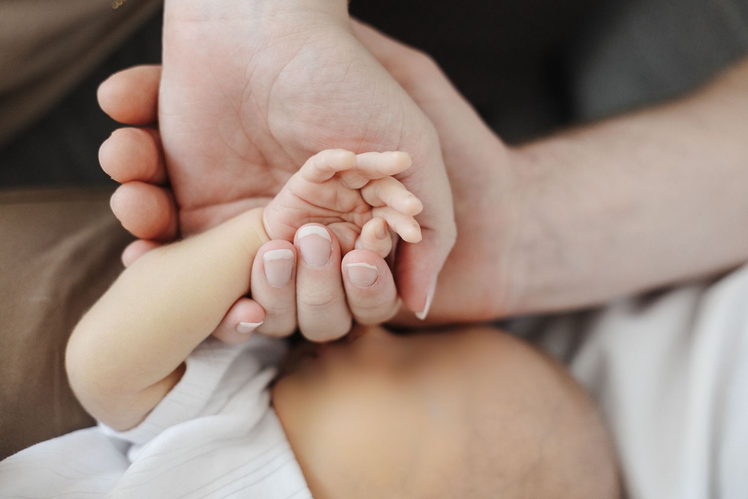 Holding baby's tiny hand in Canberra newborn photo shoot