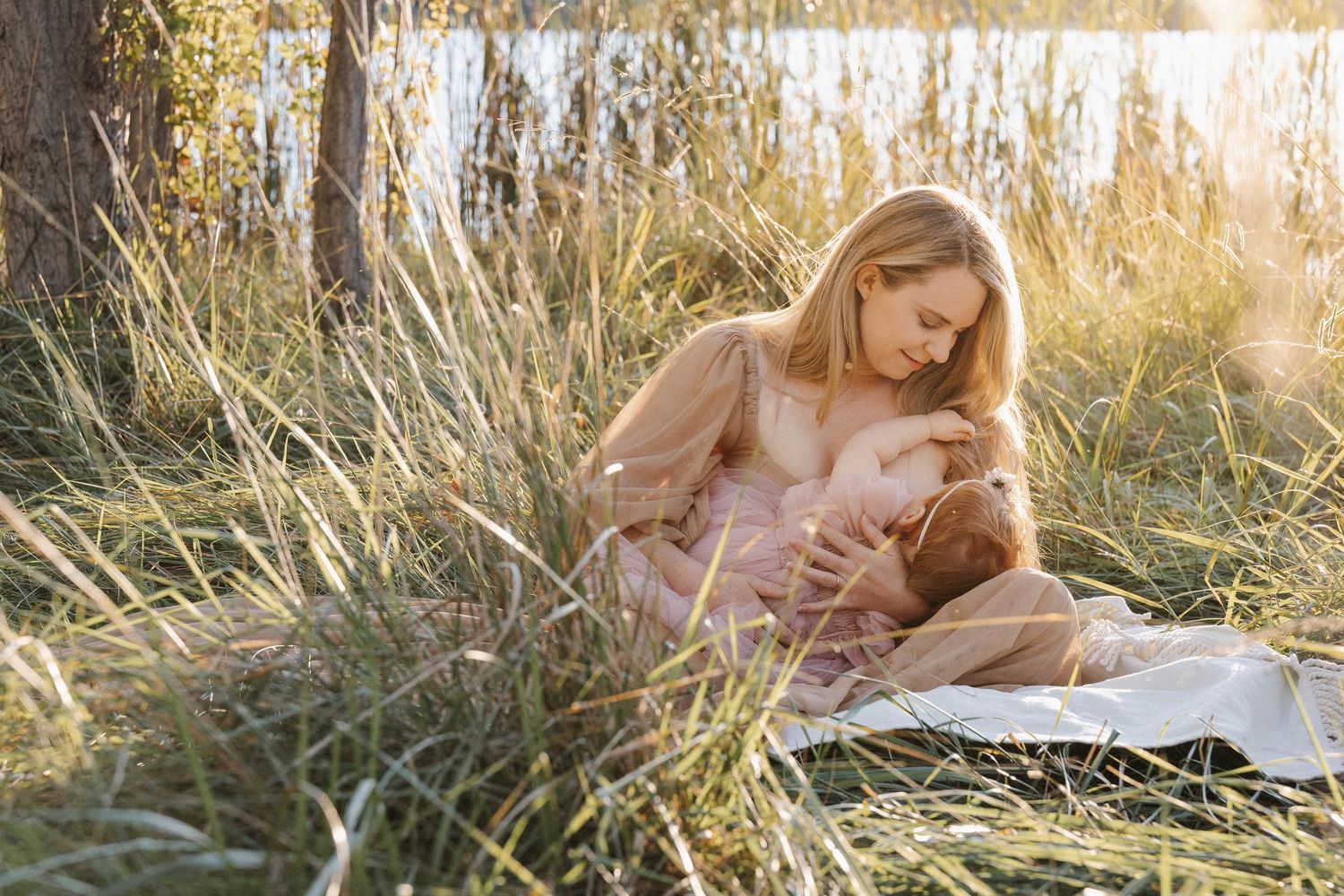 Photograph of one year old breastfeeding in the sunset light in Canberra