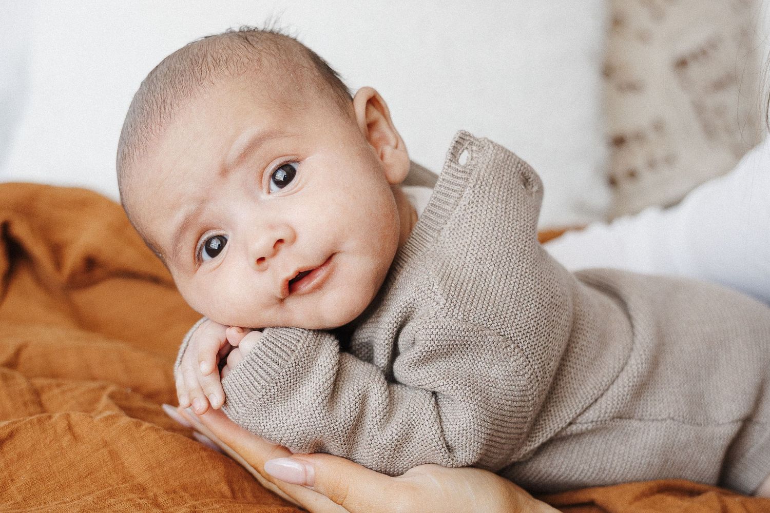 Alert tummy time baby in Belconnen Canberra photography studio