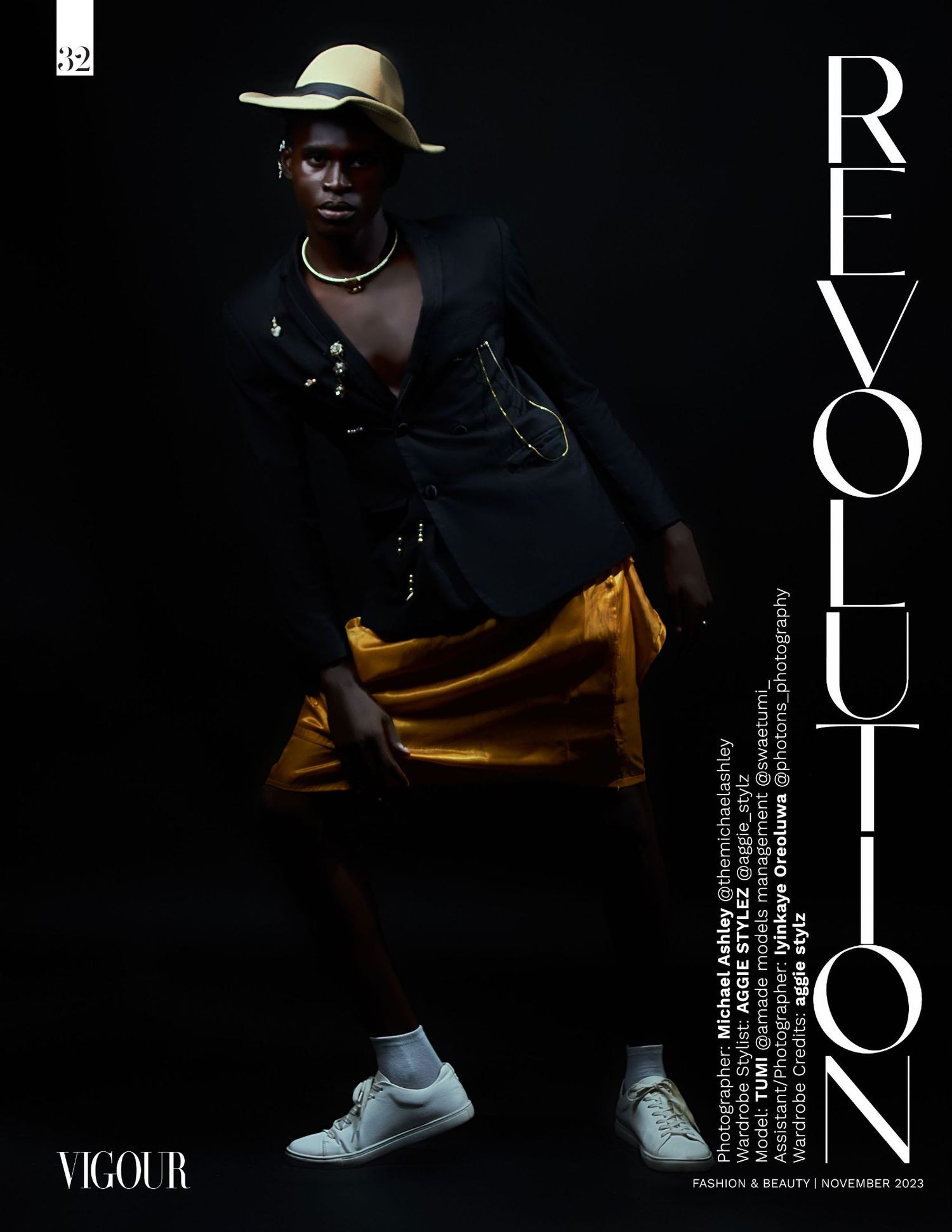Tearsheet of revolution editorial published on vigour magazine.