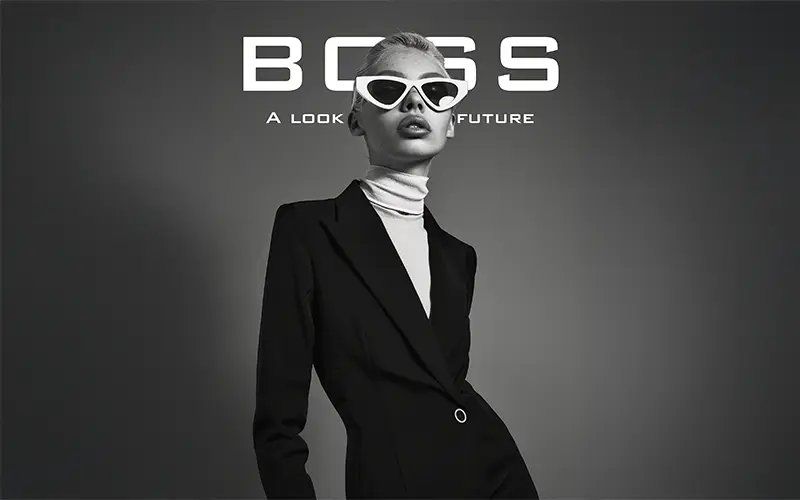 Black and white promotional banner featuring a skull logo and text reading 'BOSS'.