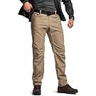 Men's khaki chino pants shown from different angles on white background.