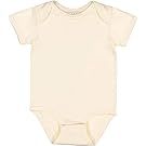 Collection of beige organic cotton baby onesies and bodysuits.