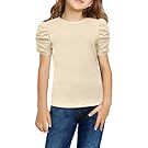 Cream colored tops with ruched details and various sleeve styles lined up.